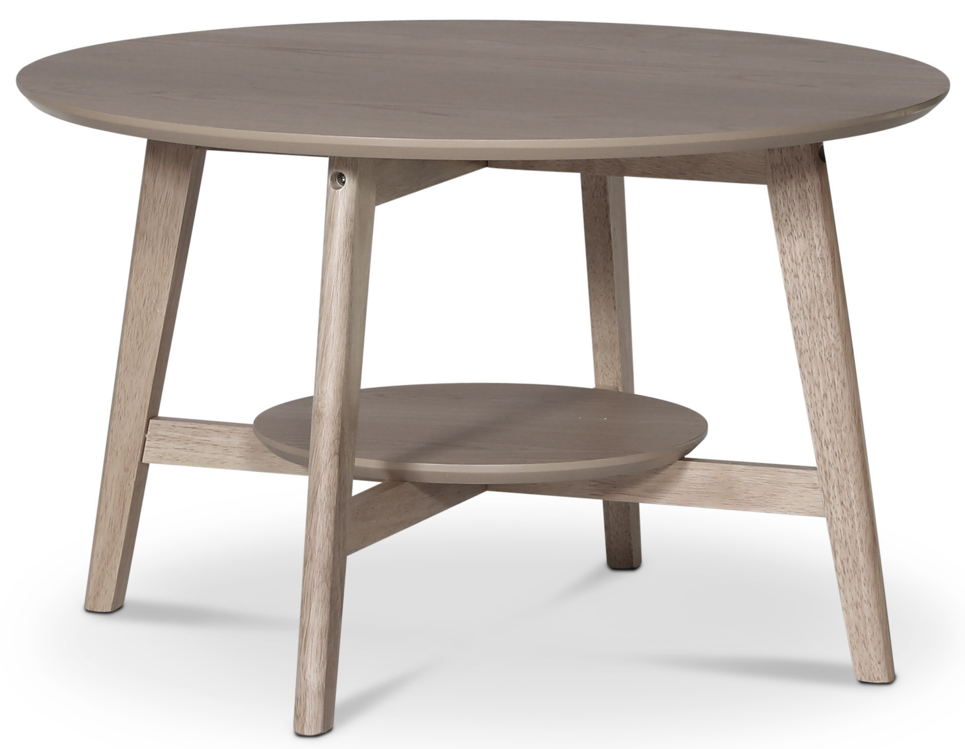 Bridge runt soffbord med hylla Ø80 cm - Whitewash Bridge runt soffbord med hylla Ø80 cm - Whitewash