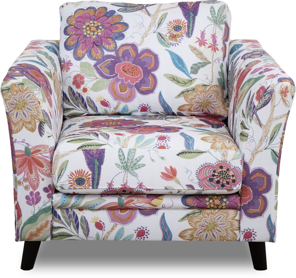 Eker� fauteuil in gebloemde stof - Eden Parrot White/Purple