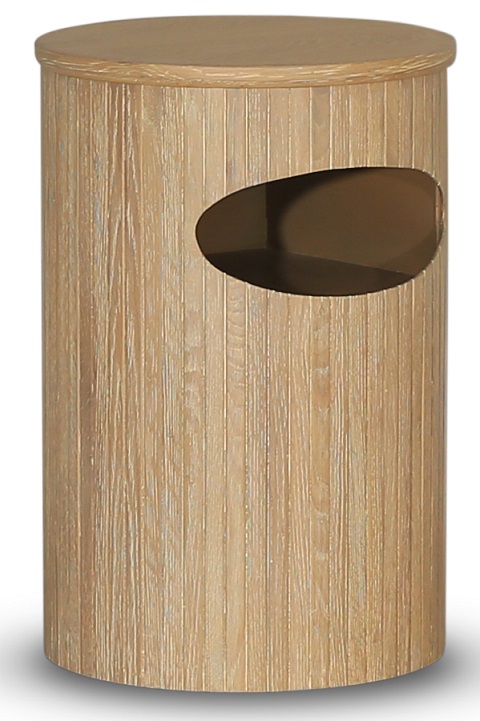 Nova rond nachtkastje met opberger - White wash