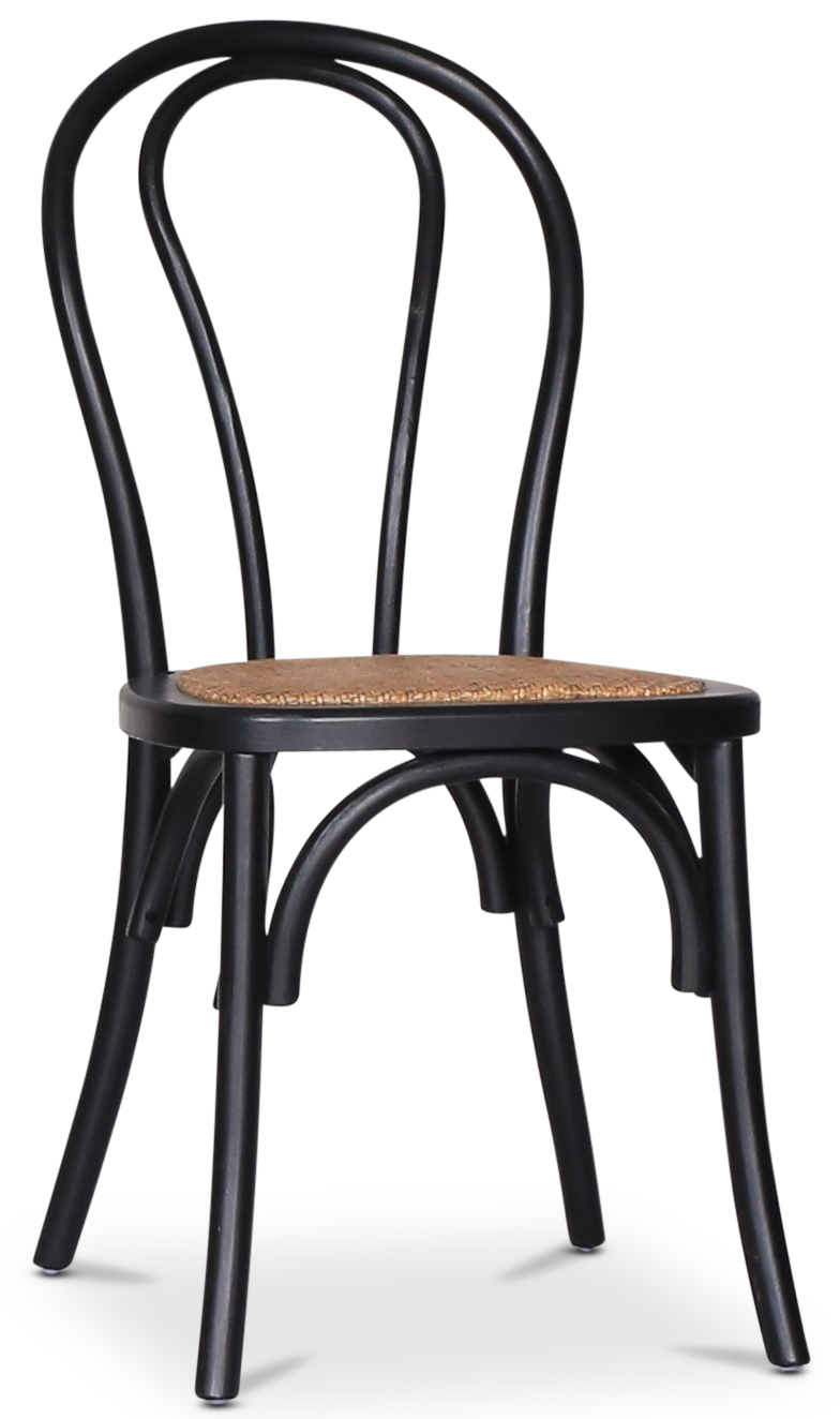 Zwarte stoel met rotan zitting - Tone