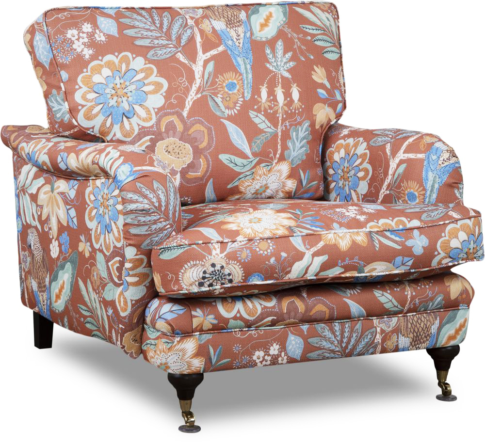 Spirit Howard fauteuil in gebloemde stof - Eden Parrot Terracotta