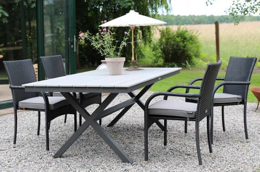 Orissa stapelbar stol i konstrotting med dyna - Svart/gr�