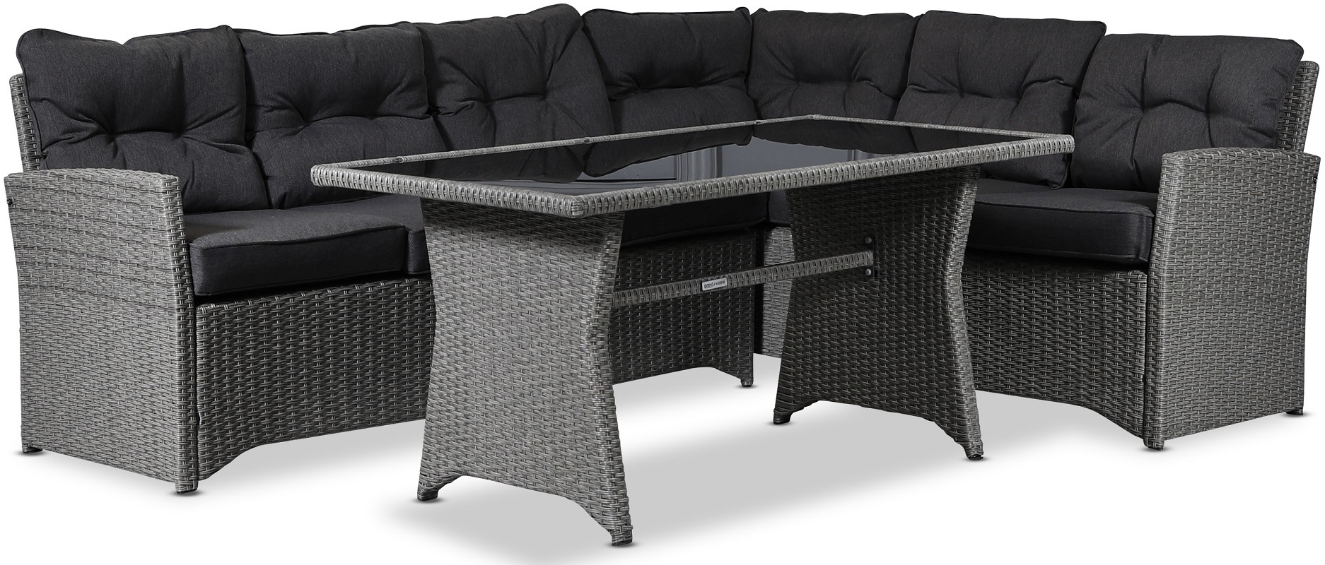 Davenport utegrupp med bord V�nster - Gr� konstrotting + Reng�ring f�r m�bler