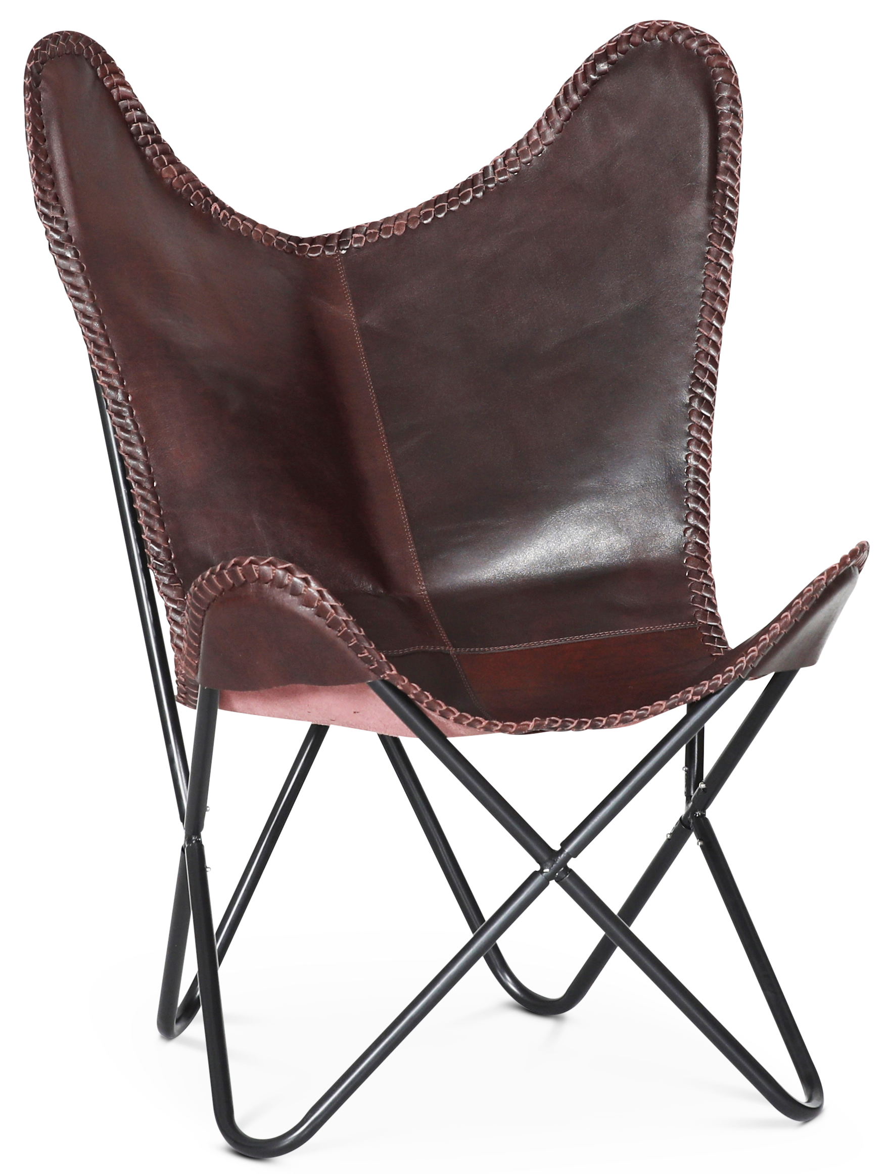 Baltimore vleermuisfauteuil van bruin echt leer