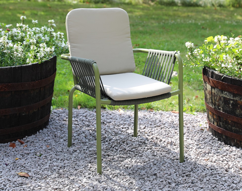 Lincoln stapelbare stoel - Groen met beige kussen