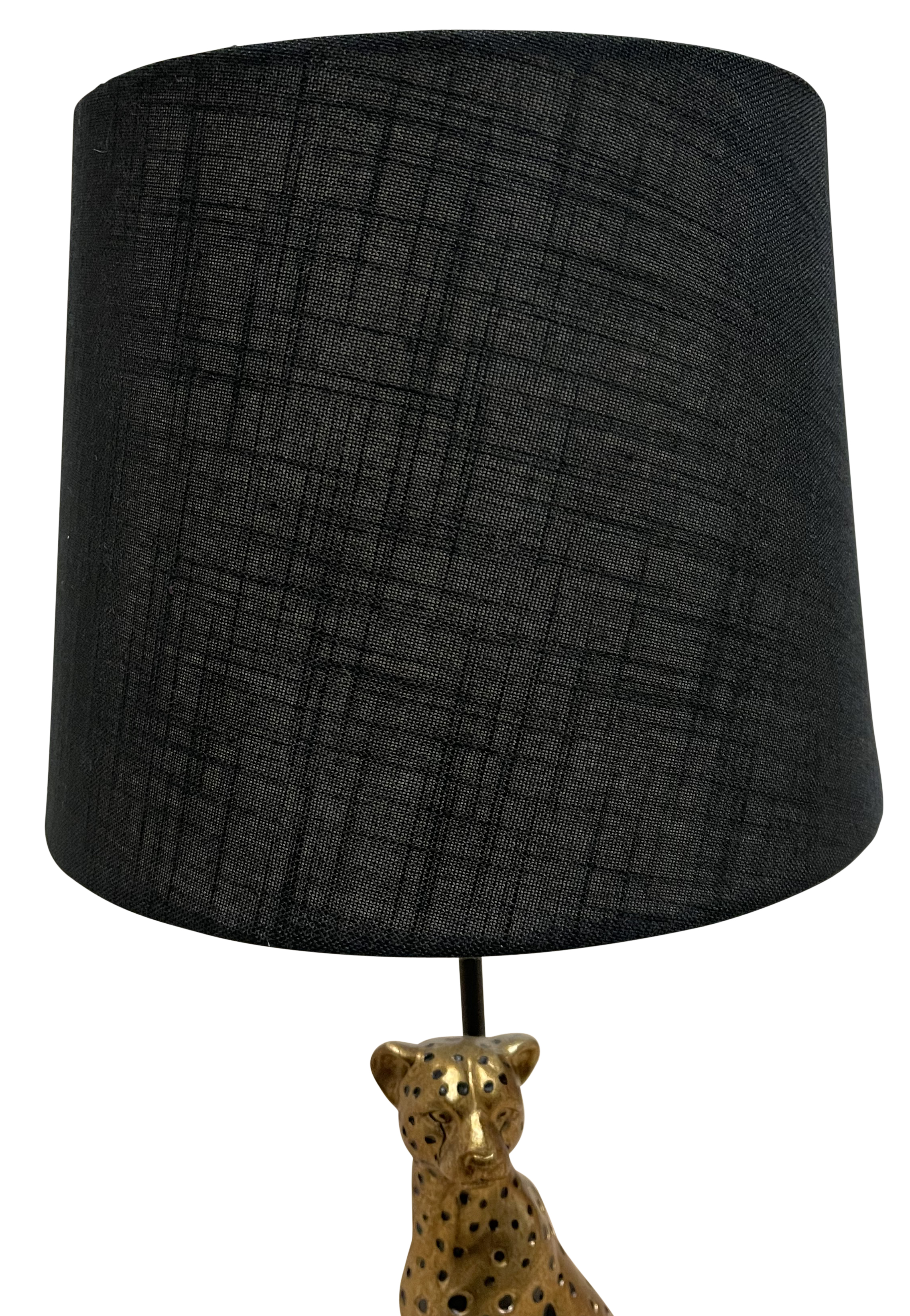 Grof linnen lampenkap rond - Zwart