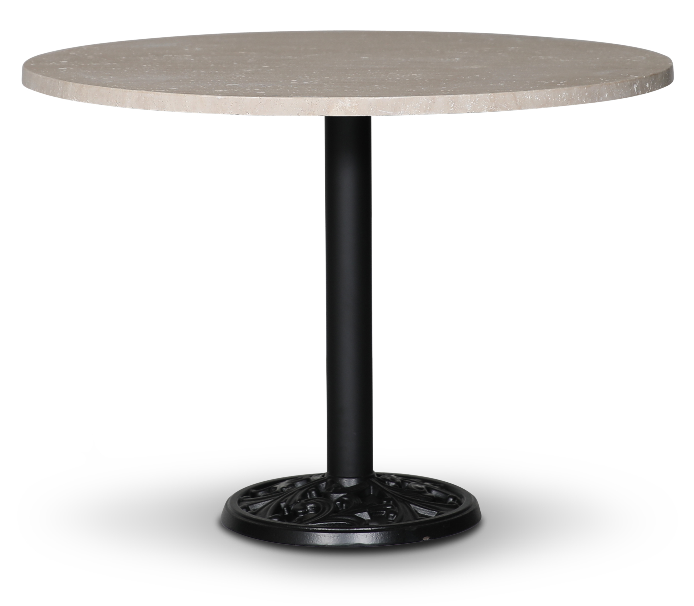 Flair runt matbord �105 cm - Svart Mystery E84 fot / Travertin sten