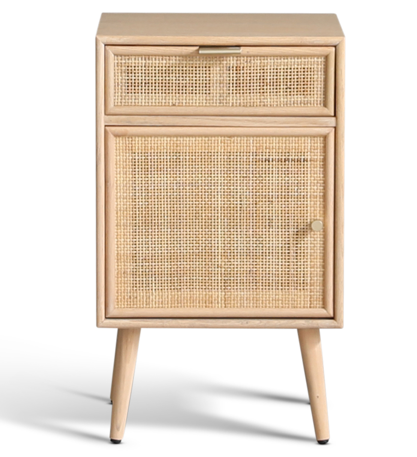 Nachtkastje van rotan/eikenhout - Stockholm +