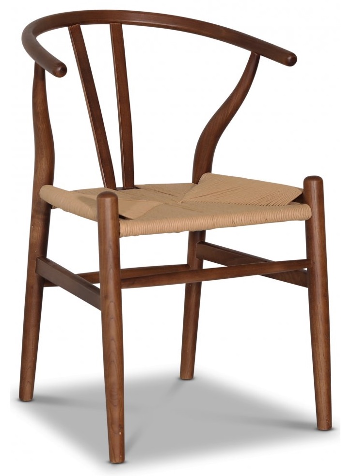 Walnotenhouten stoel met touwzitting - Brandon + Stoel kussen