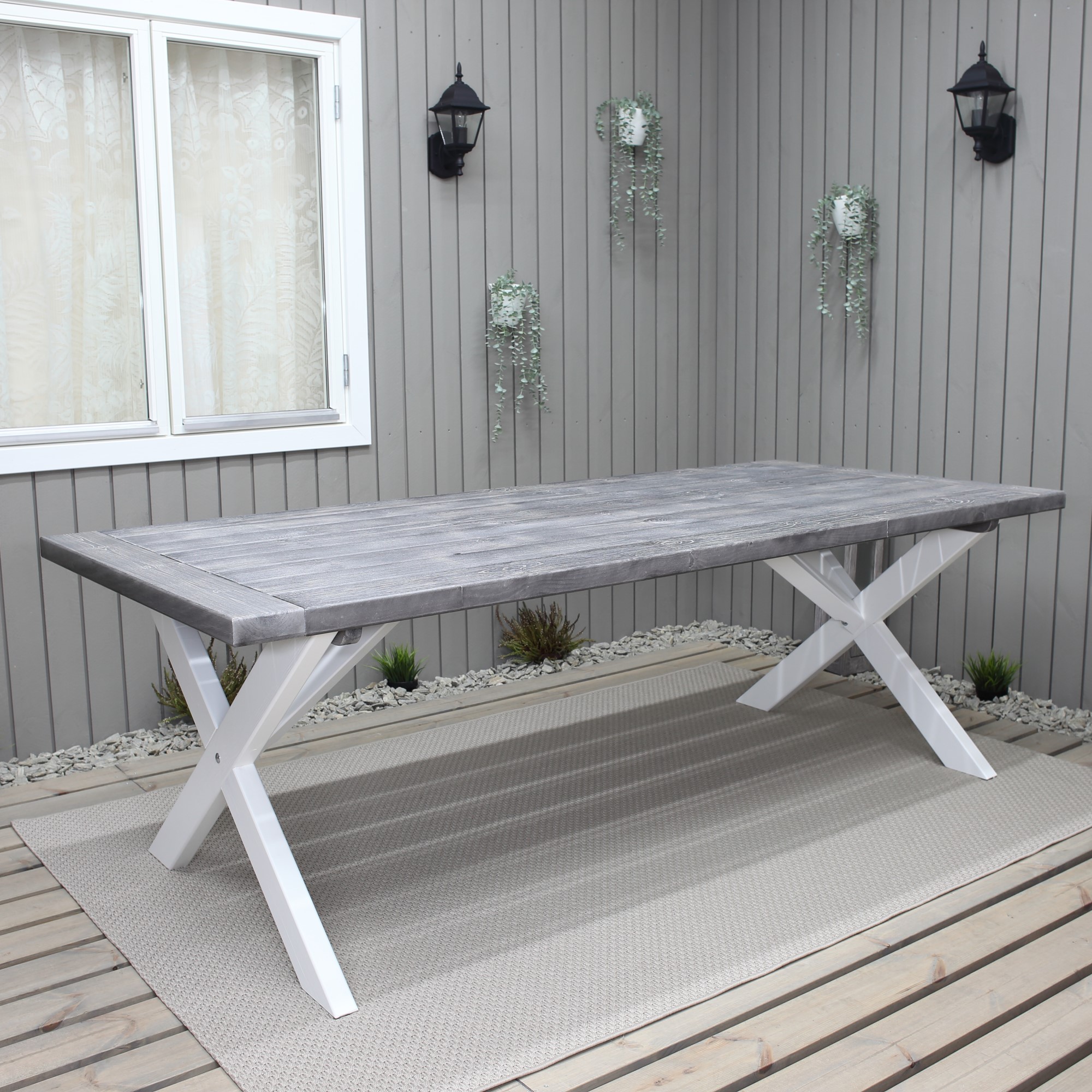 Oxford eettafel 220x100 cm - Wit/grijs