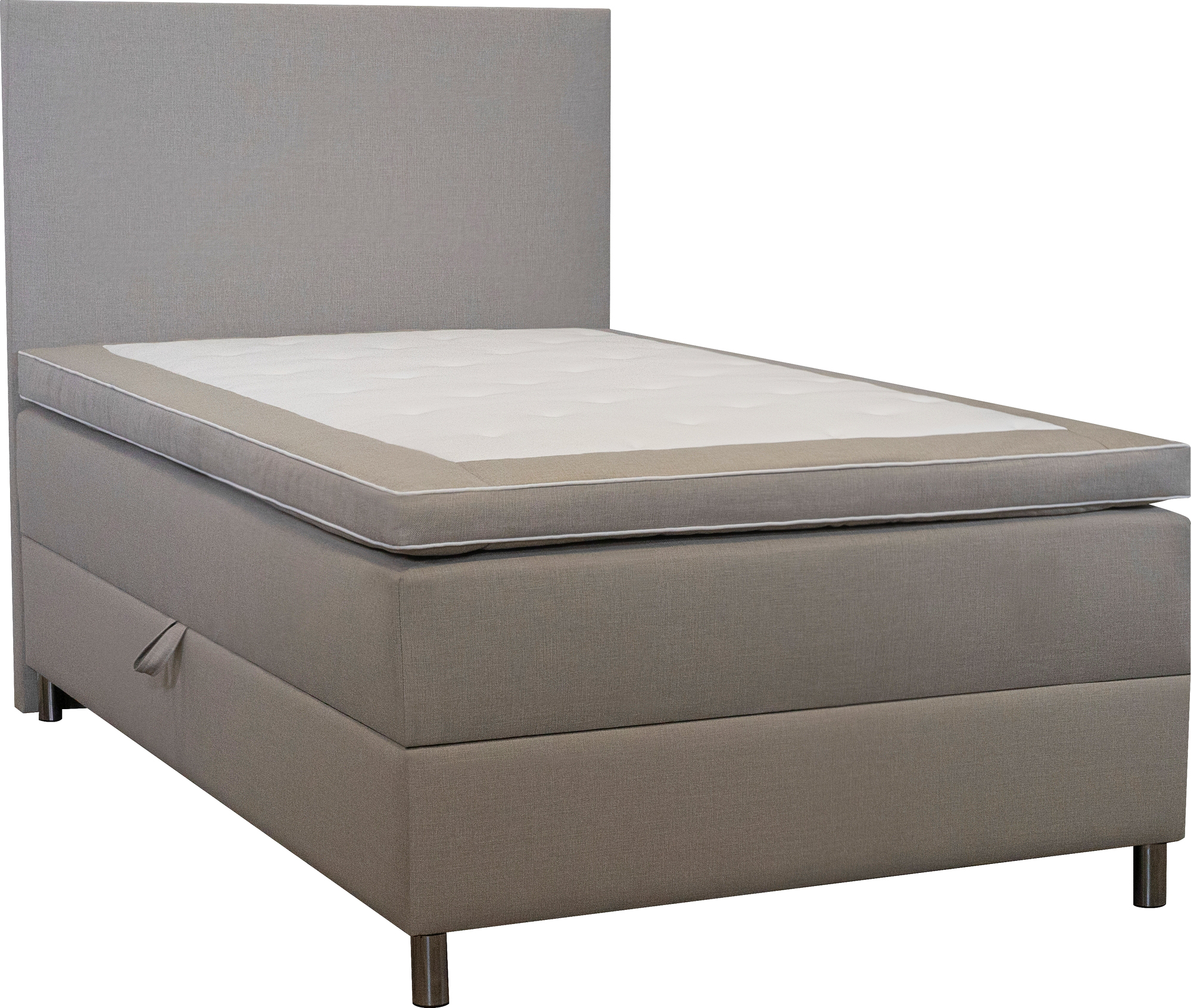 Bed 120x200 cm beige met opbergvakken in 5 compartimenten - Inclusief hoofdbord