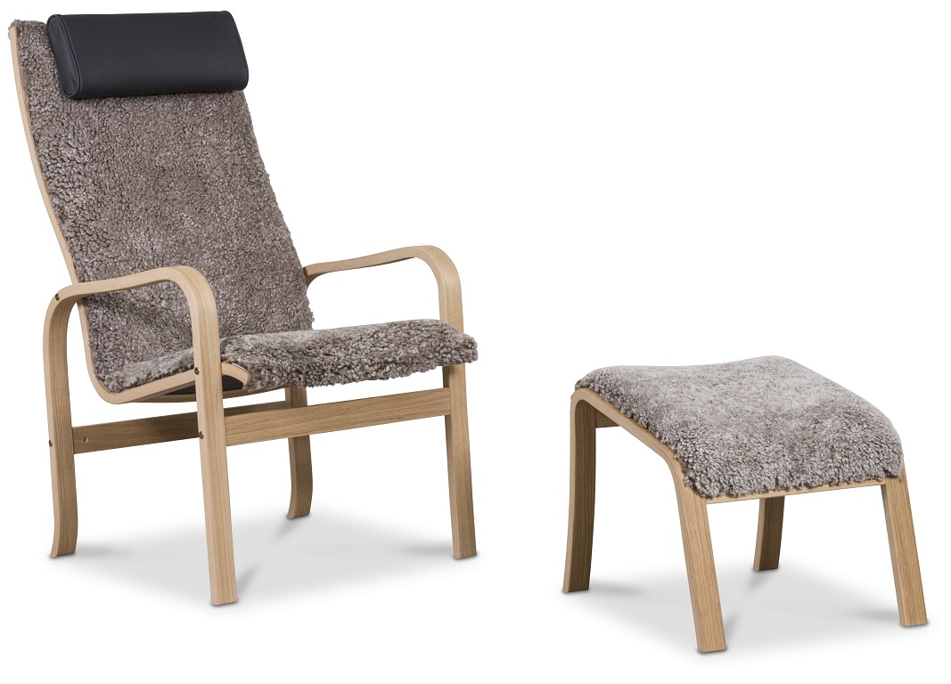 Frank f�t�lj i f�rskinn scandinavian expresso inklusive fotpall - Oljad ek