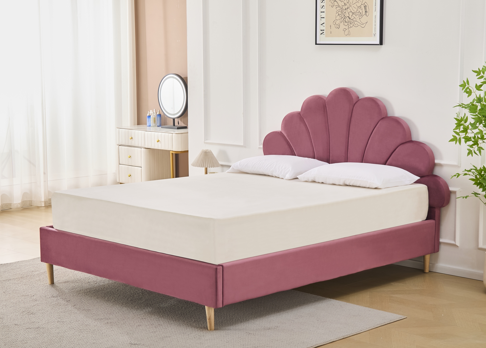 S�ngram 160 x 200 cm - Rosa sammet - Saga