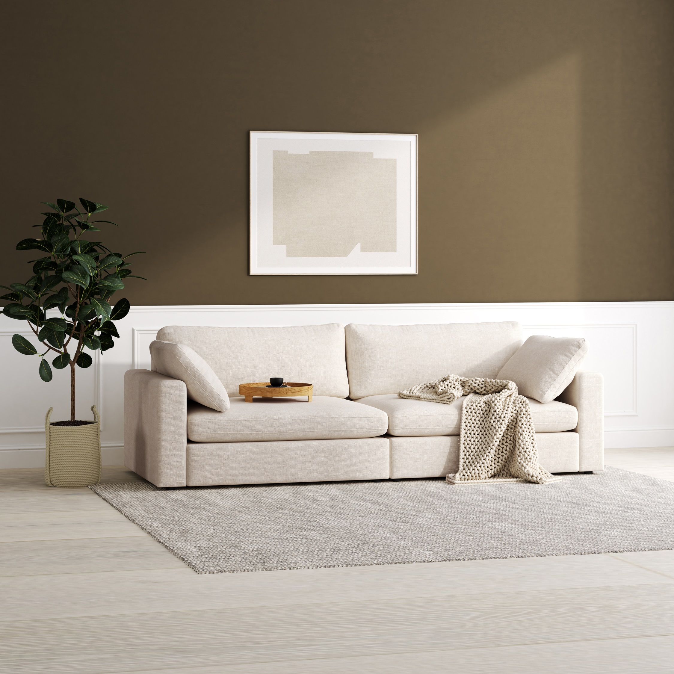 Moby 4-sits soffa 266 cm - Beige soffa + Textilv�rd f�r m�bler