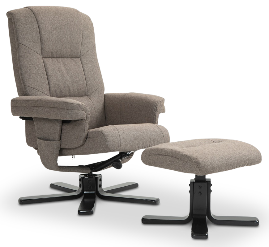 Oslo reclinerf�t�lj med pall i m�rkbeige tyg