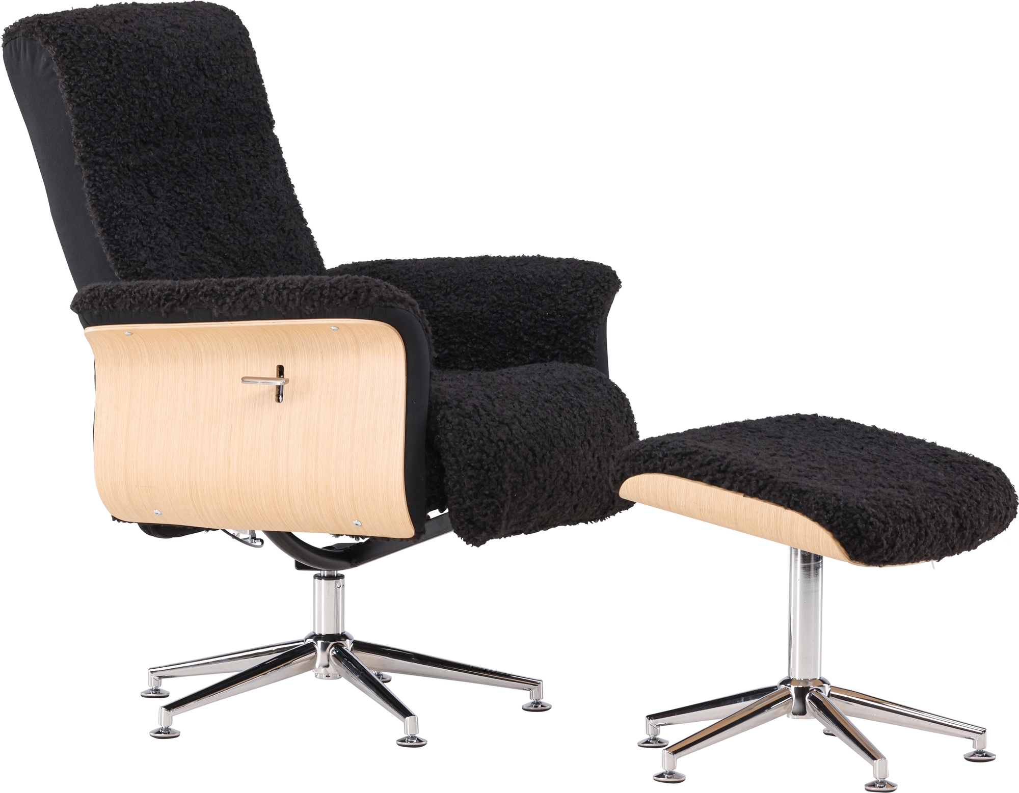 Hag�n reclinerf�t�lj med fotpall - Svart/oljad ek + Textilv�rd f�r m�bler