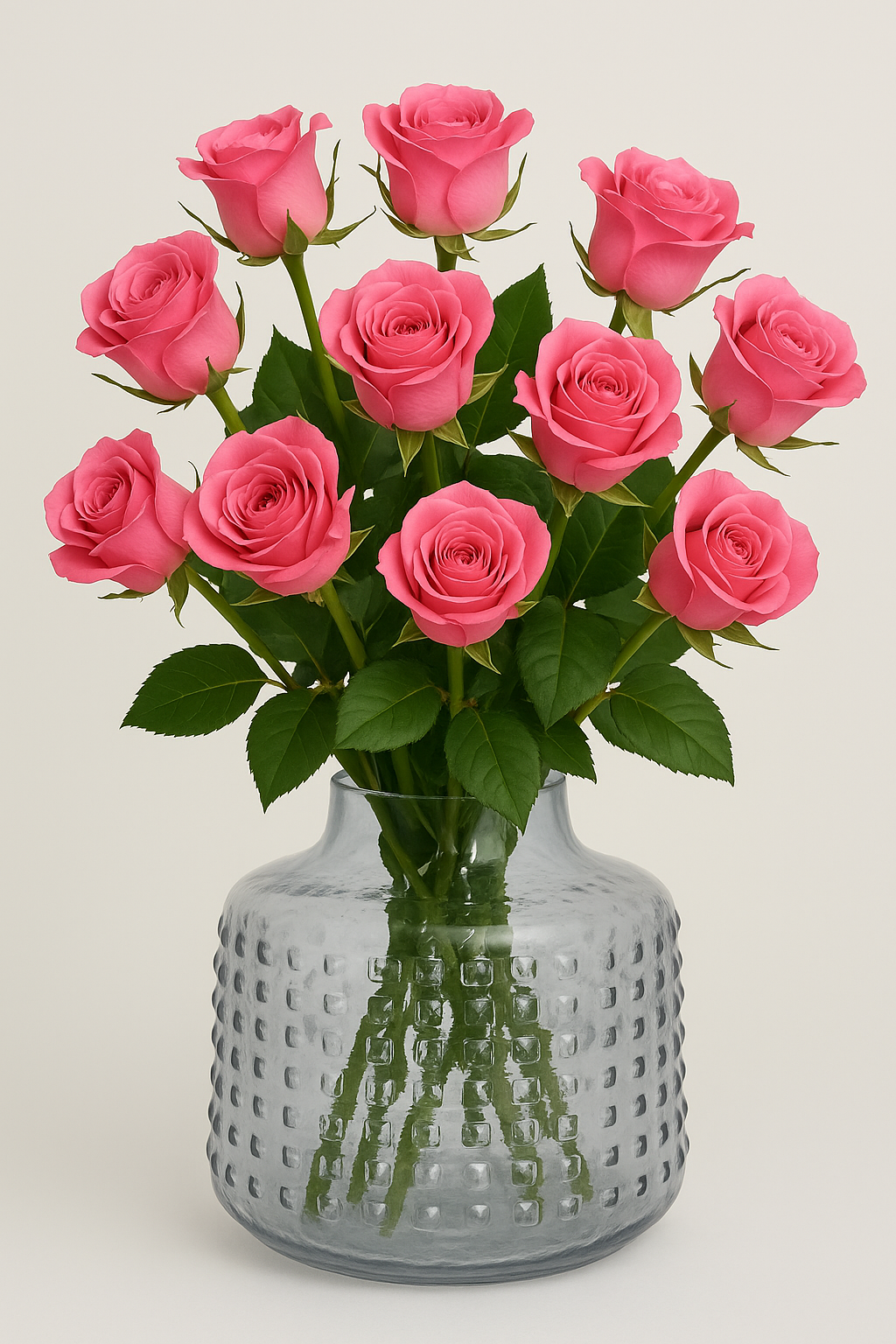 Blomvas i glas 19 cm h�g