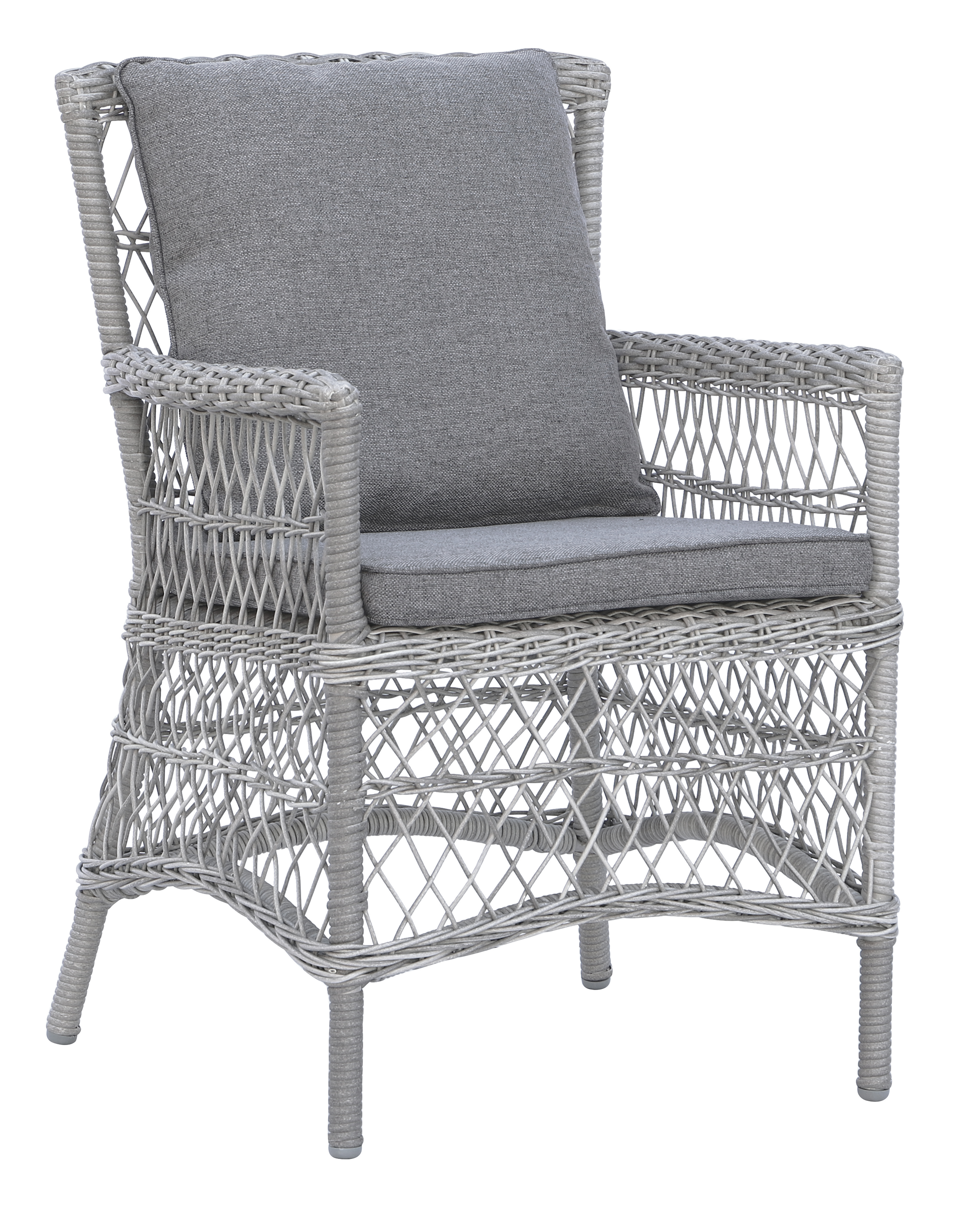 Utematstol i grå rotting med dyna Utematstol i grå rotting med dyna