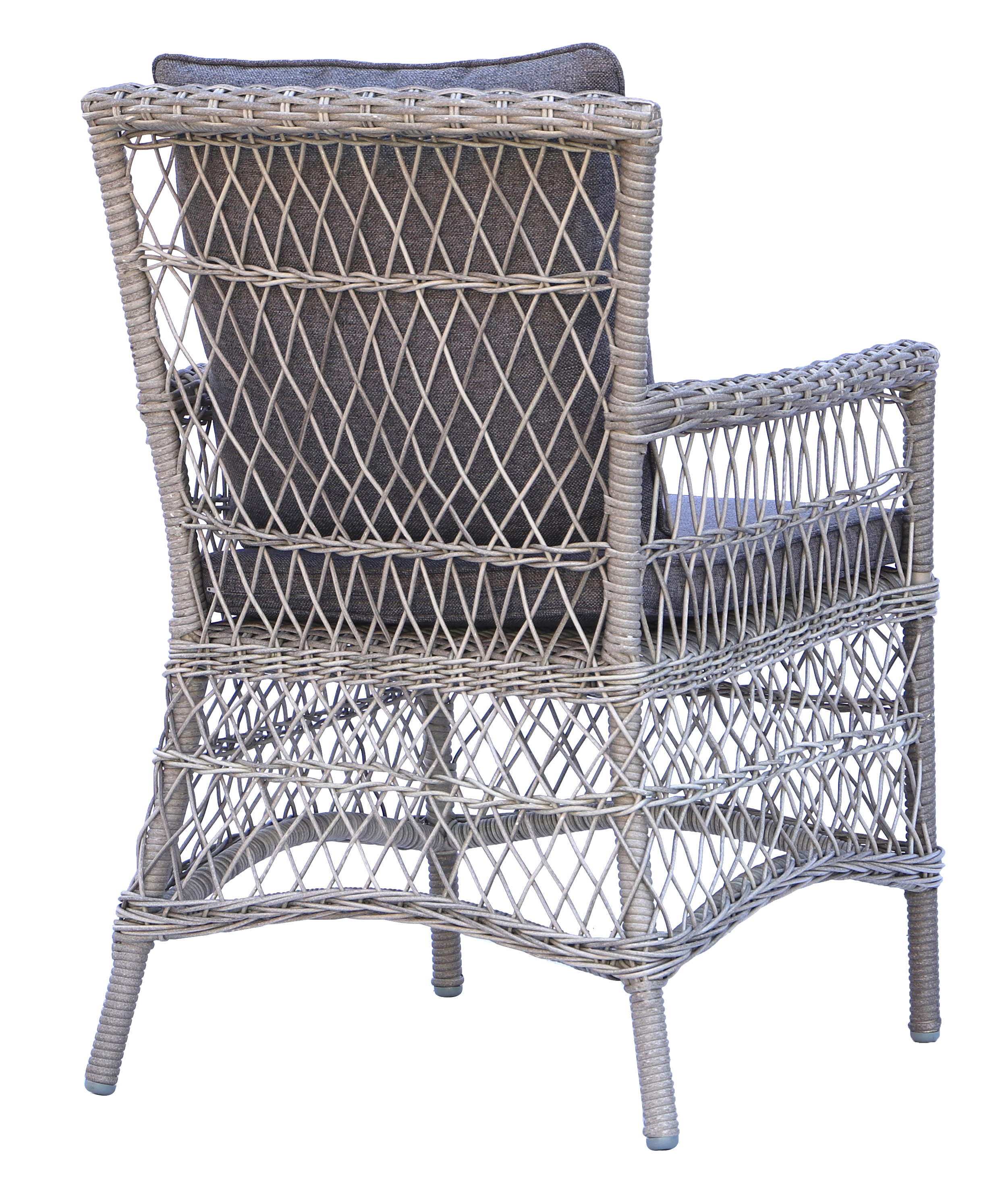 Utematstol i grå rotting med dyna Utematstol i grå rotting med dyna