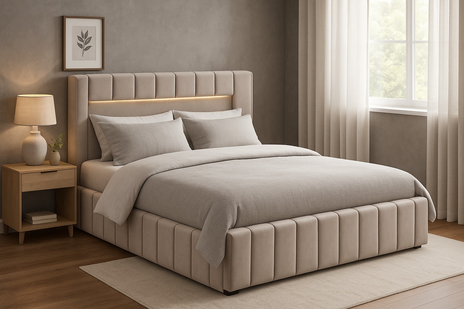 S�ngram med led-belysning 160 x 200 cm