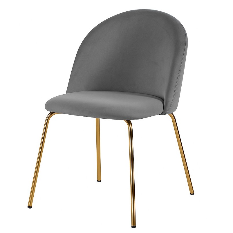 Stol i gr sammet med mssingsfrgade ben + Mbeltassar