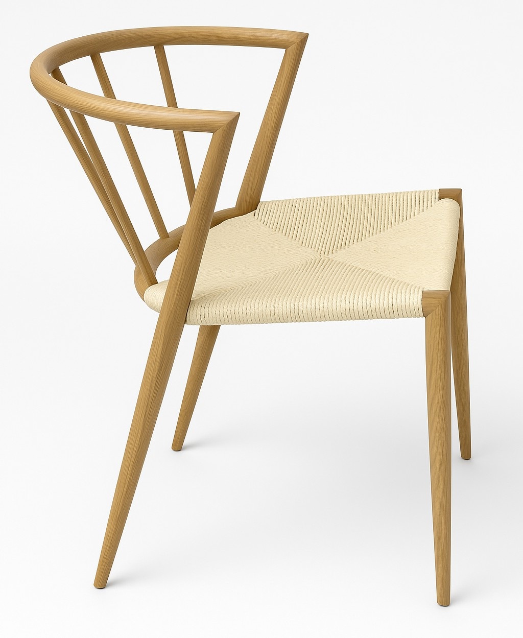 Utestol i trä look med beige repsits Utestol i trä look med beige repsits