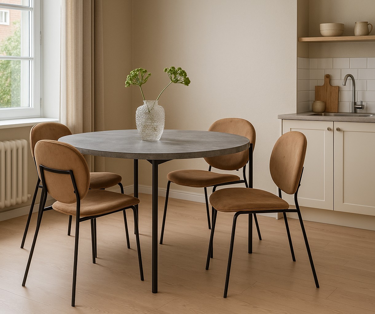 Shanghai matgrupp: bord �120 cm inkl. 4 st stolar