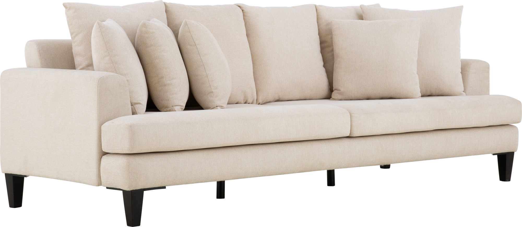 Soffa beige 4-sits med l�sa kuddar - Remy
