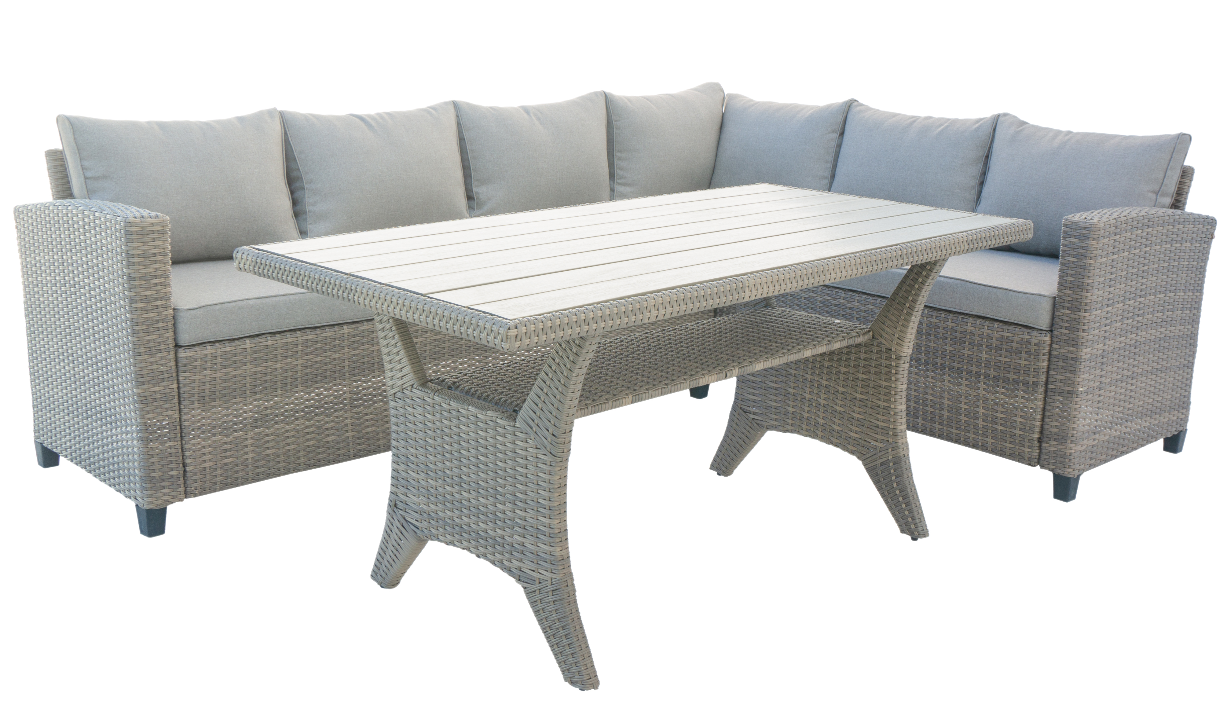 Utegrupop - Hörnsoffa med bord i rotting - Natur Utegrupop - Hörnsoffa med bord i rotting - Natur