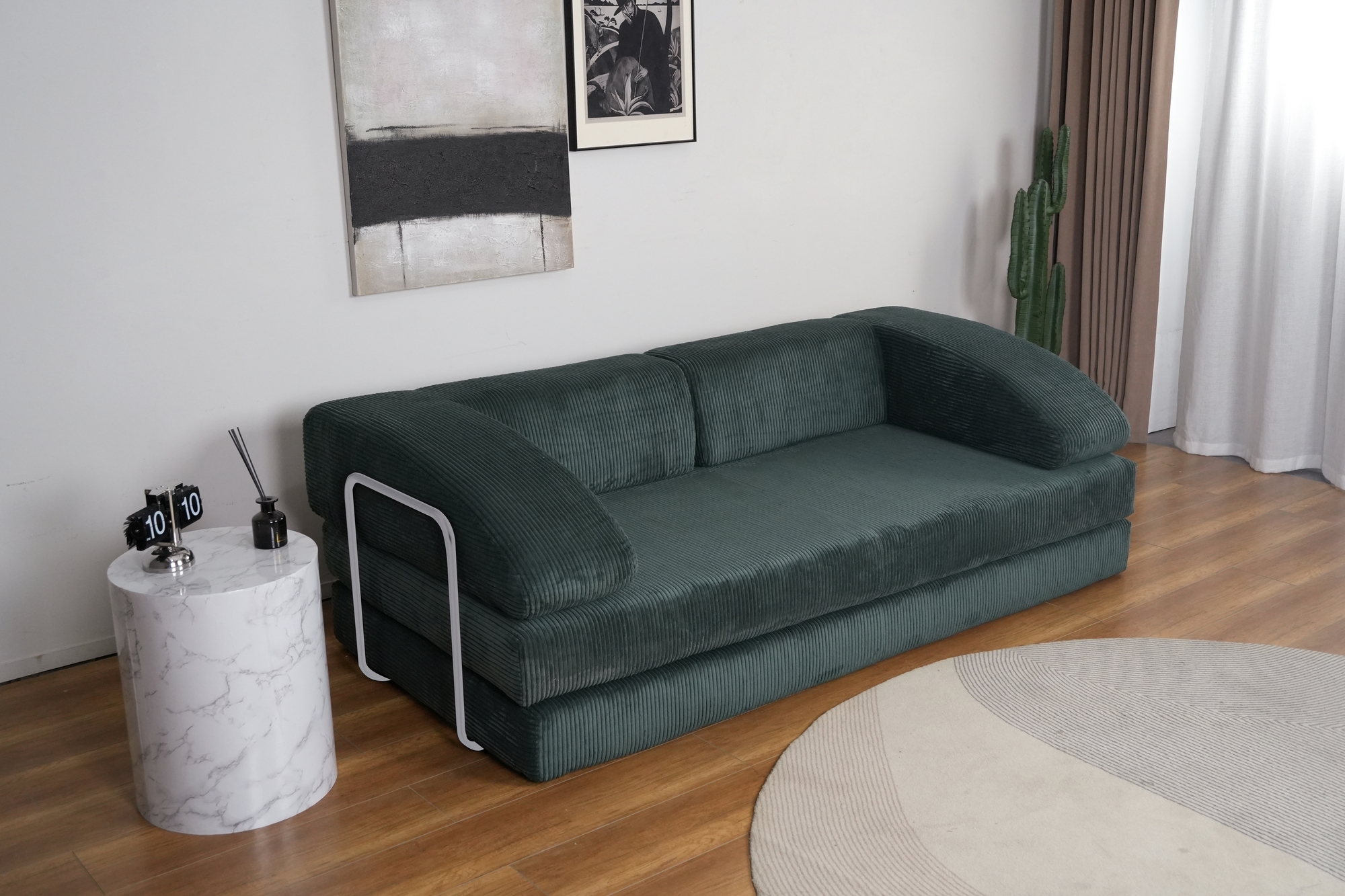 B�ddsoffa i gr�n manchester 3-sits - Lincoln