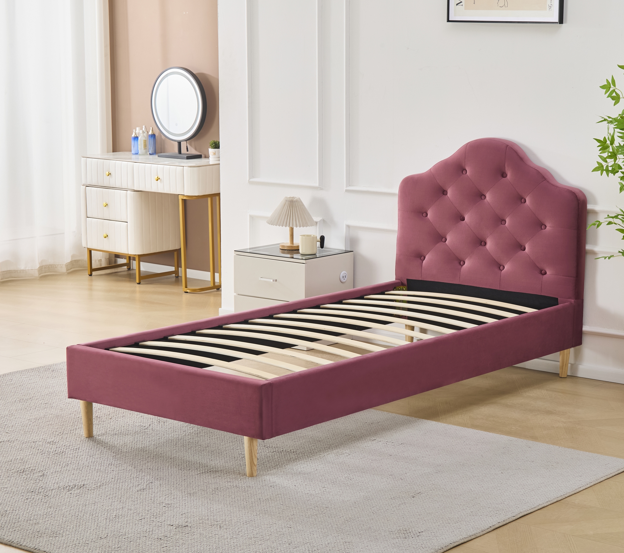 S�ngram rosa sammet - 90 x 200 cm