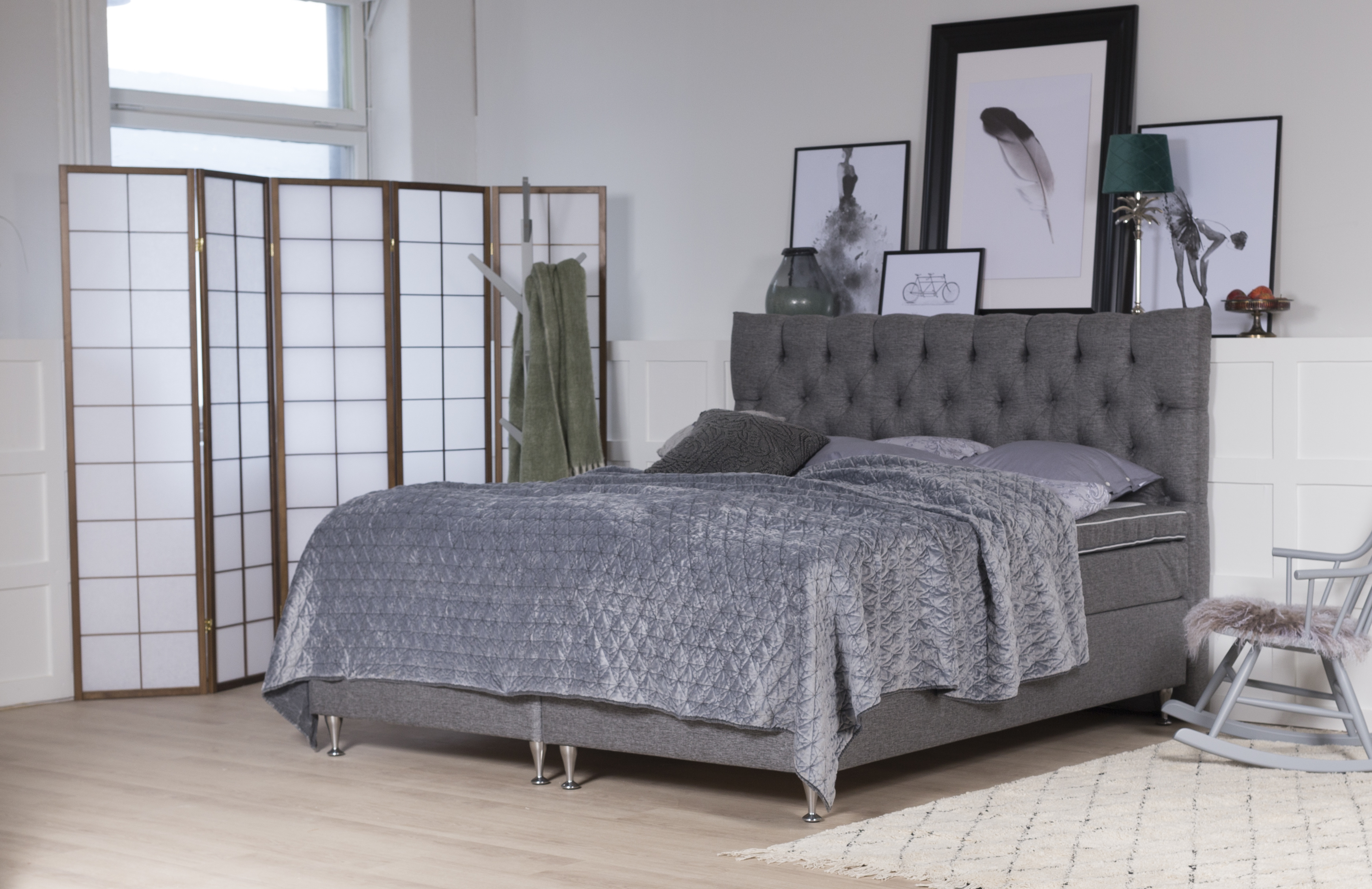 Ebony gr� kontinentals�ng - 5-zons dubbels�ng med s�nggavel