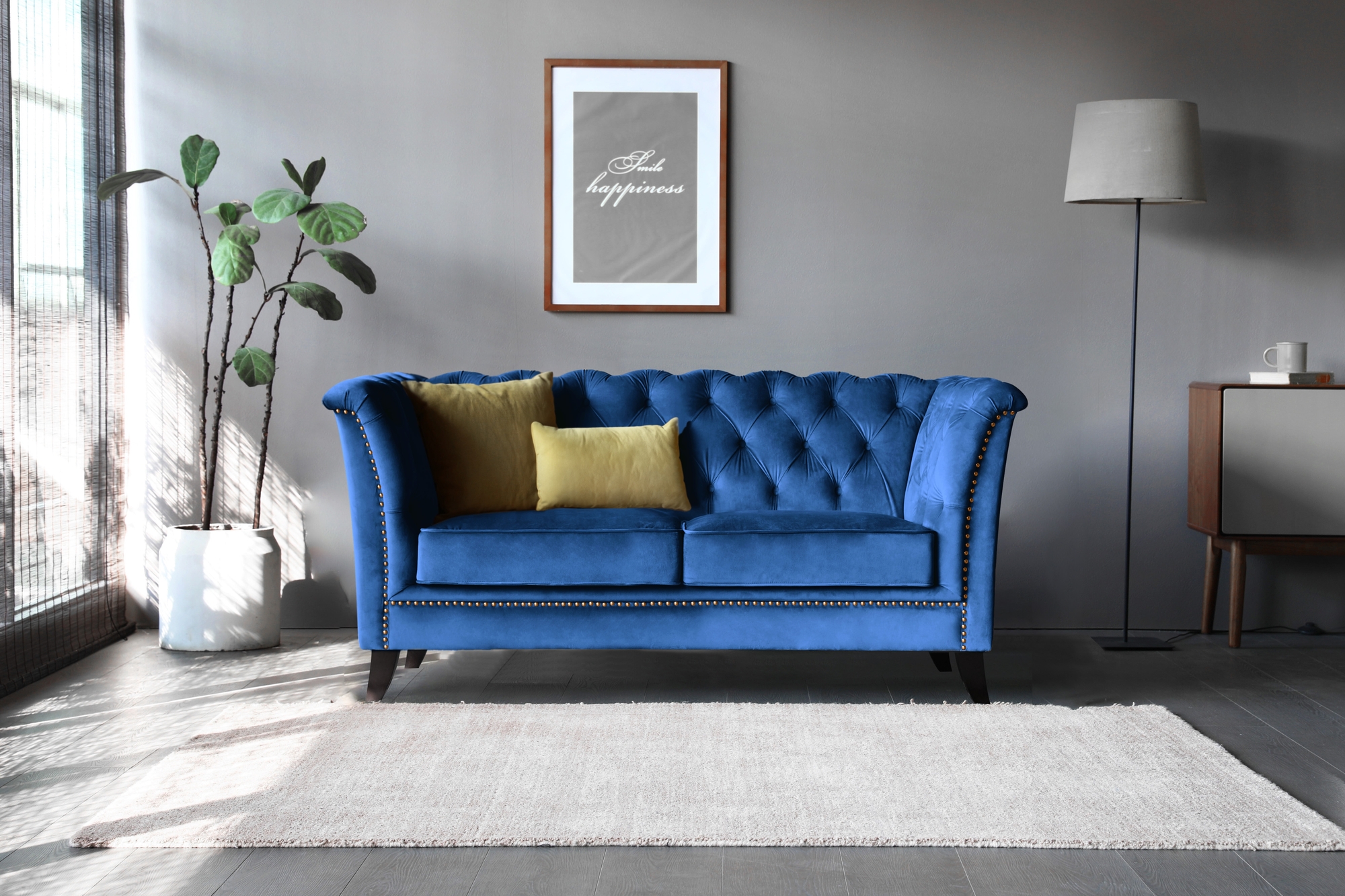 Soffa 2-sits chesterfield bl� - Milton