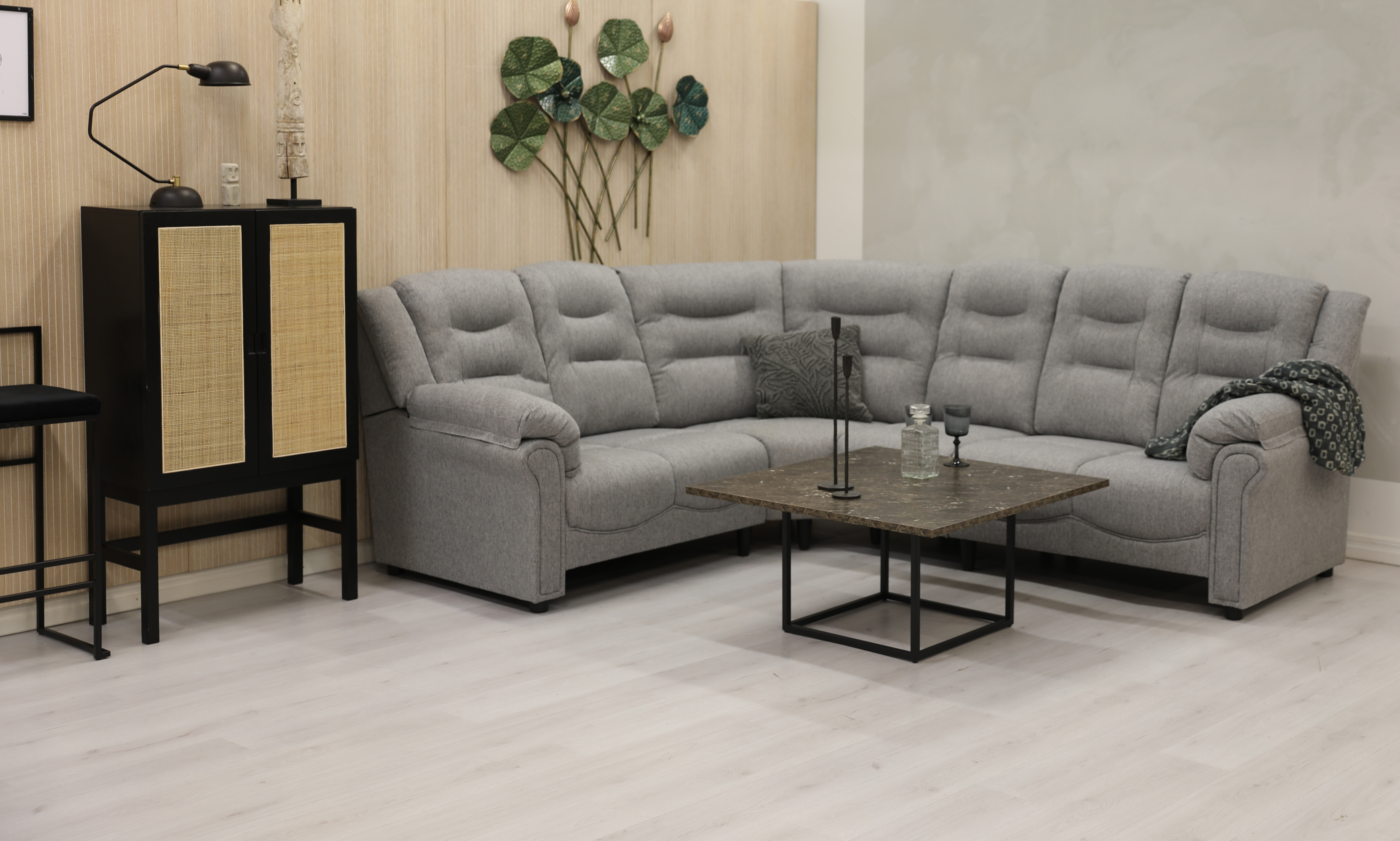 H�rnsoffa gr� 5-sits - Peking + Reng�ring f�r m�bler