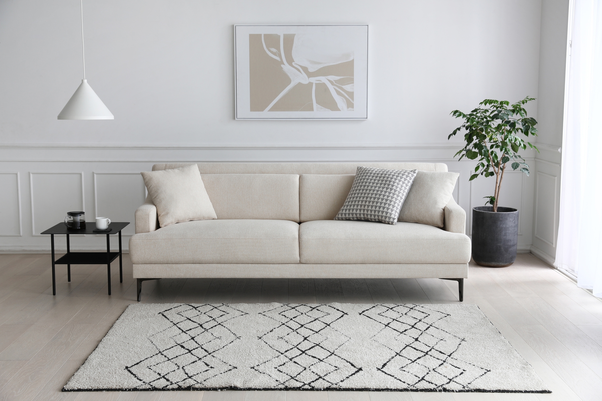 Soffa 3-sits beige modern - Hanna + Textilvrd fr mbler