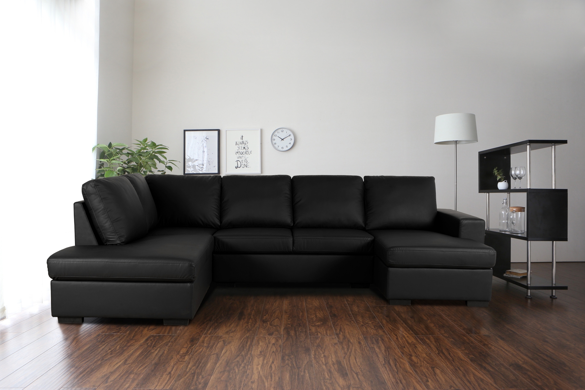 Solna U-soffa i svart PU A3D