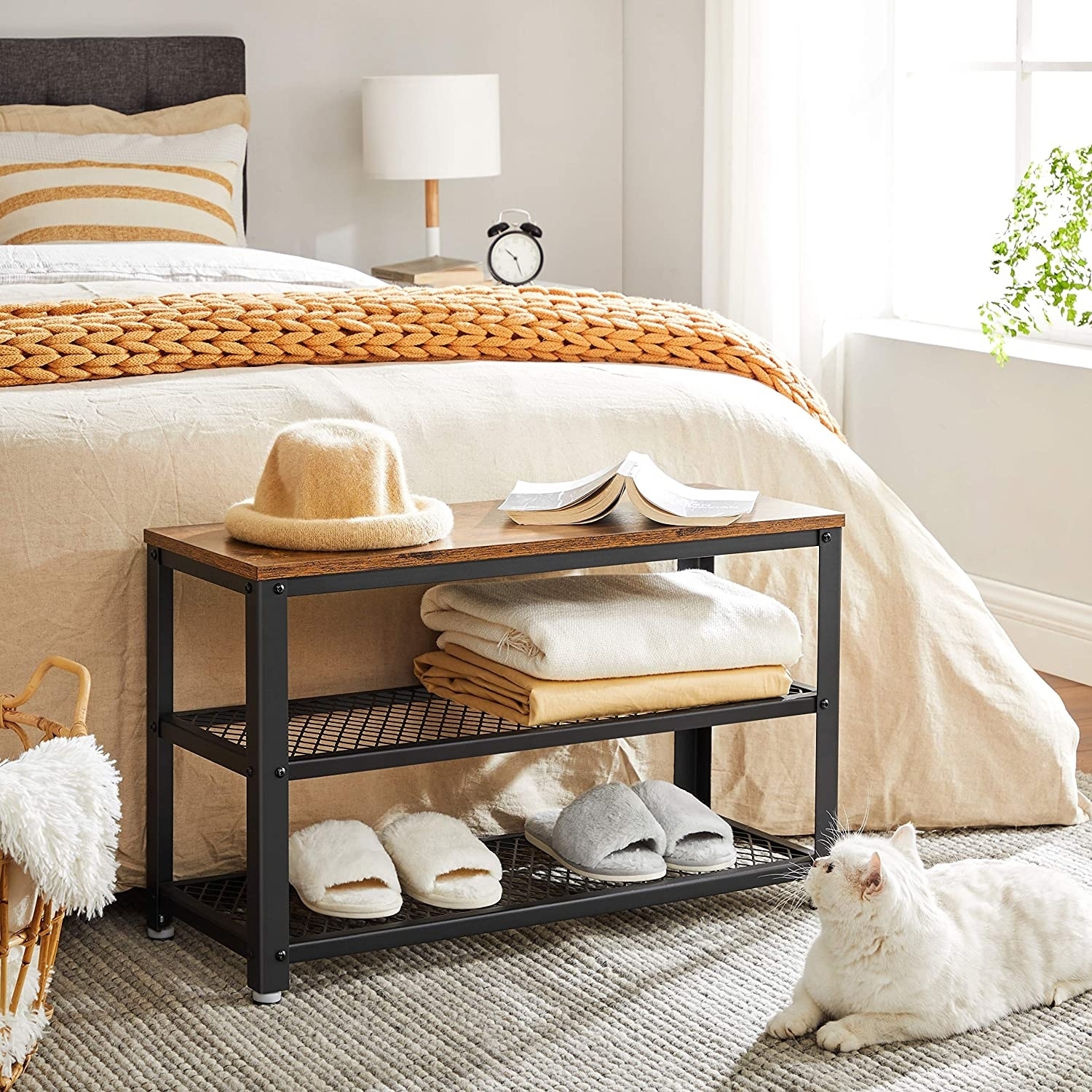 Lasse skohylla 73 cm - Brun/svart