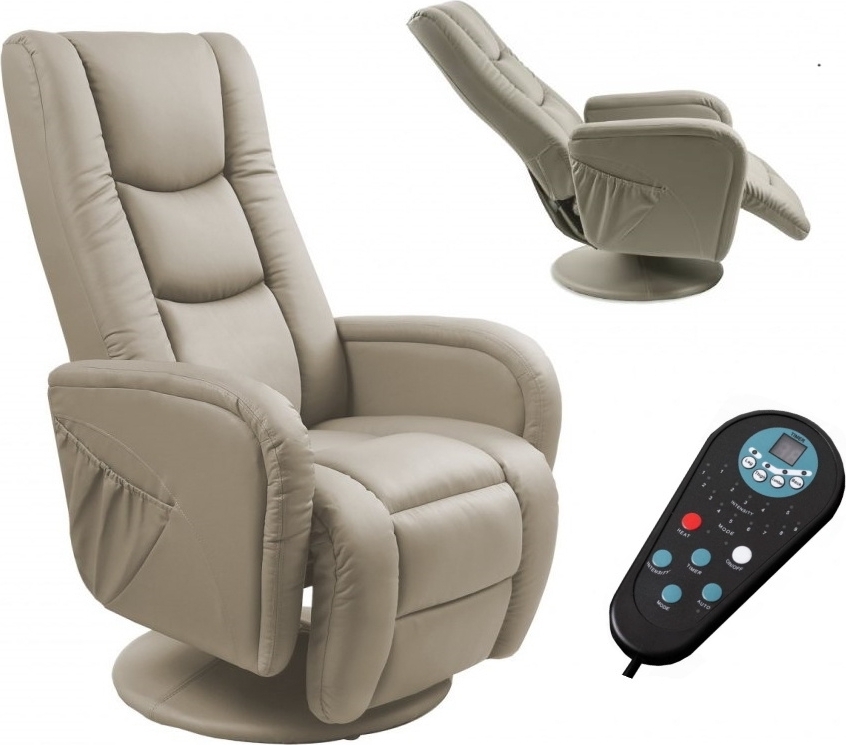 Massagef�t�lj i beige PVC med fj�rrkontroll