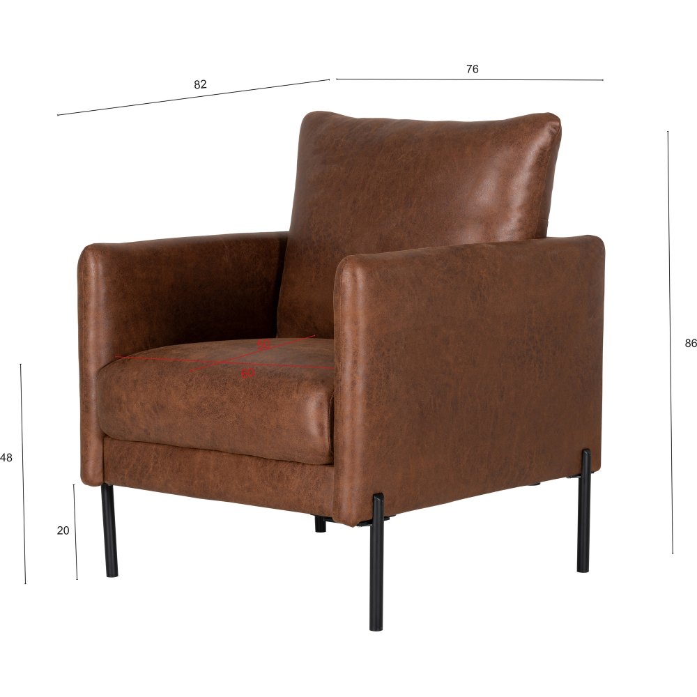 Kingsley fåtölj - Brunt ecoläder + Fläckborttagare för möbler Kingsley fåtölj - Brunt ecoläder + Fläckborttagare för möbler