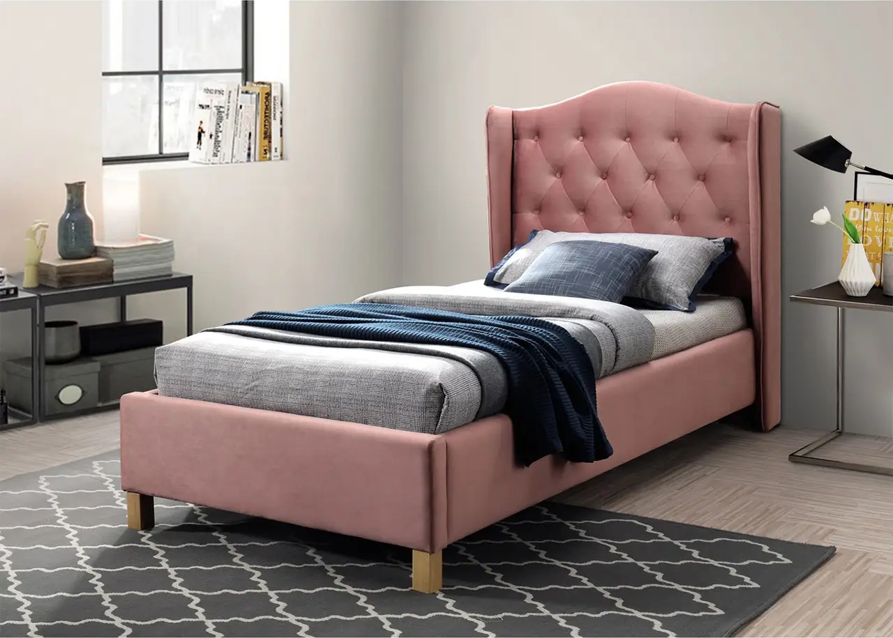 Sängram 90x200 cm rosa sammet Sängram 90x200 cm rosa sammet