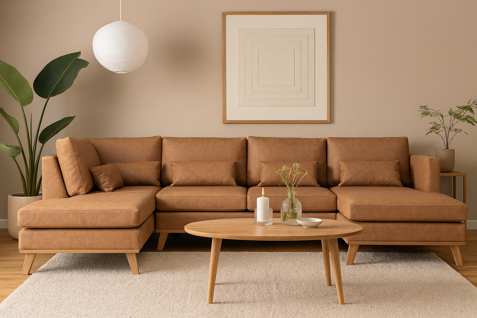 Ranger divanoffa brun PU - 322 cm l�ng