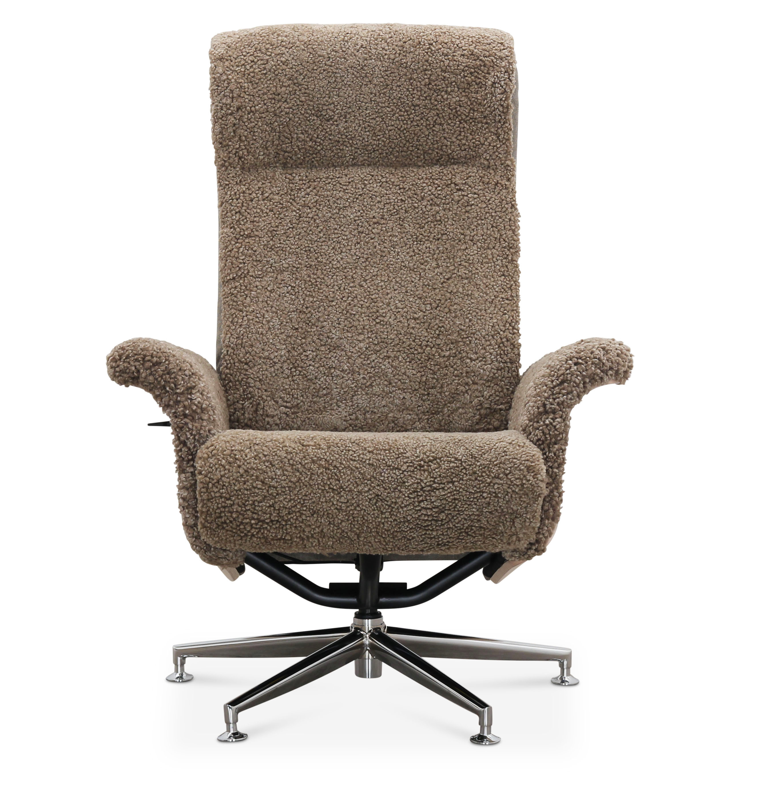 Ftlj i frskinn med fotpall - Ek/mrkbeige frskinn - Ulla + Flckborttagare fr mbler