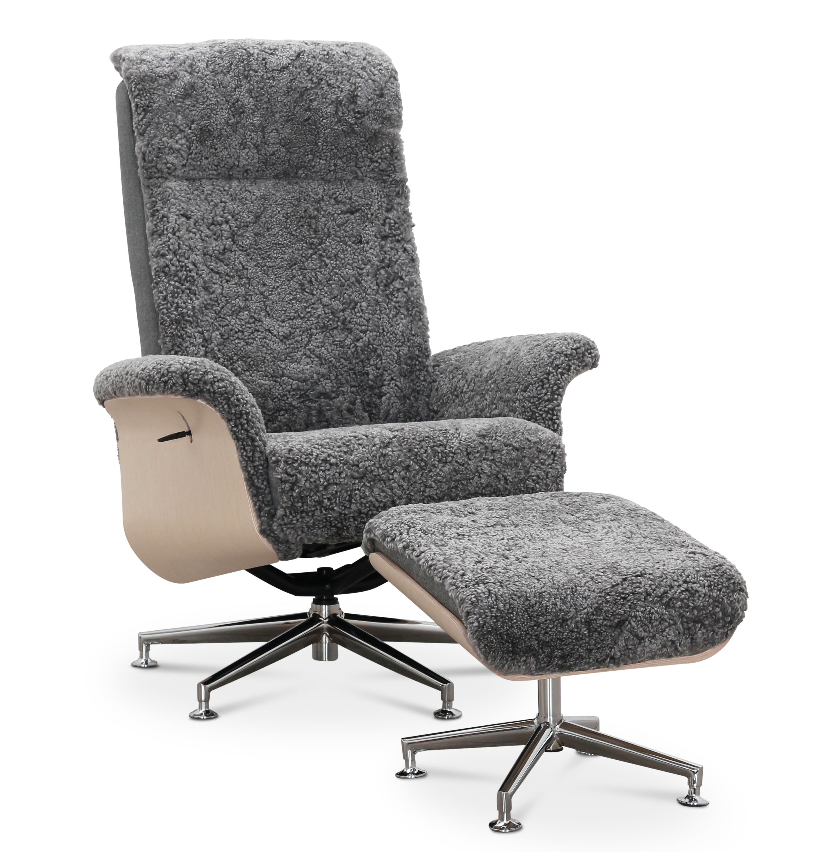 Fårskinnsfåtölj med fotpall grå/whitewash - Ulla + Rengöring för möbler Fårskinnsfåtölj med fotpall grå/whitewash - Ulla + Rengöring för möbler