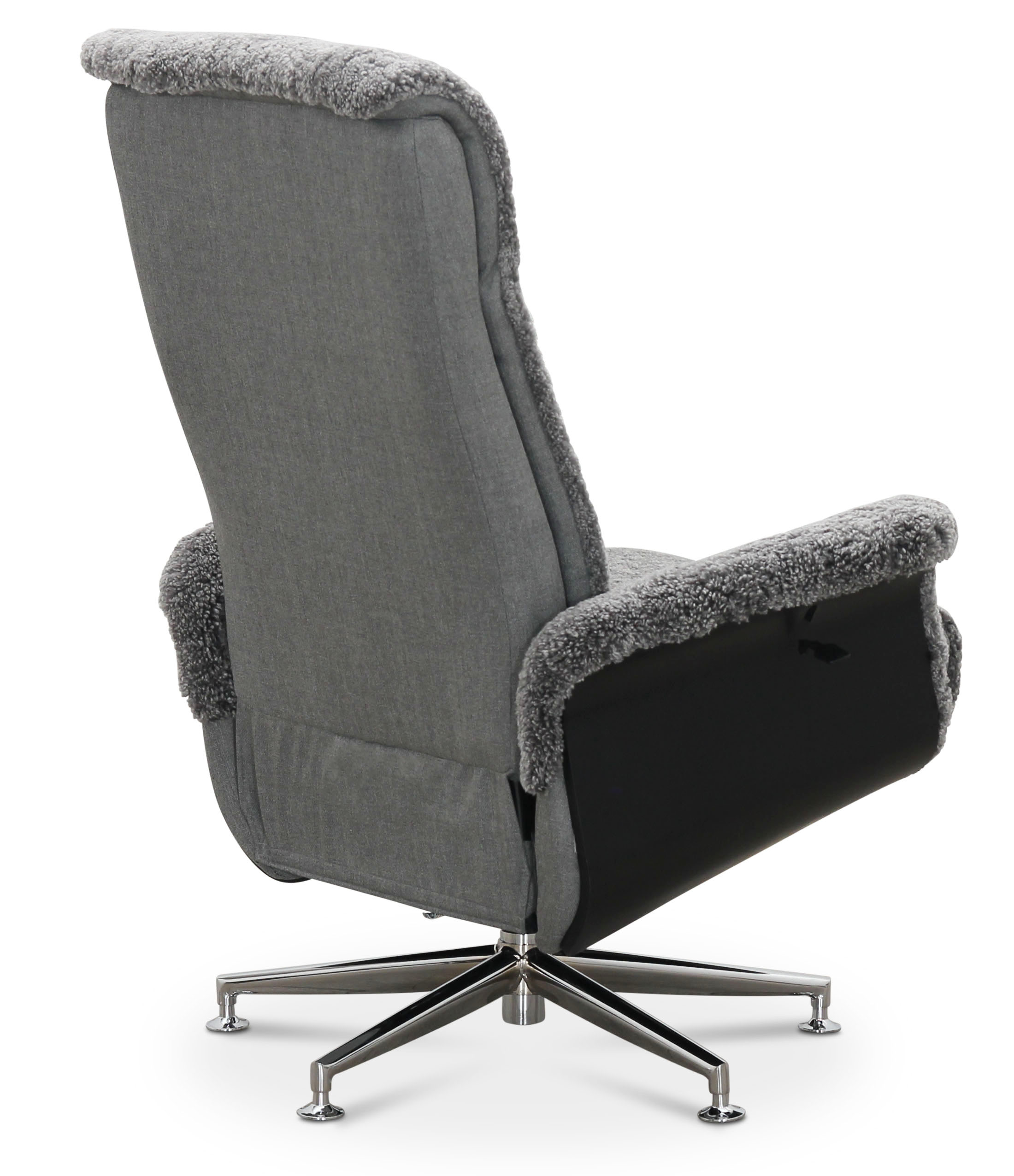 Fåtölj i fårskinn med fotpall - Grå/svart - Ulla + Textilrengöring för möbler Fåtölj i fårskinn med fotpall - Grå/svart - Ulla + Textilrengöring för möbler