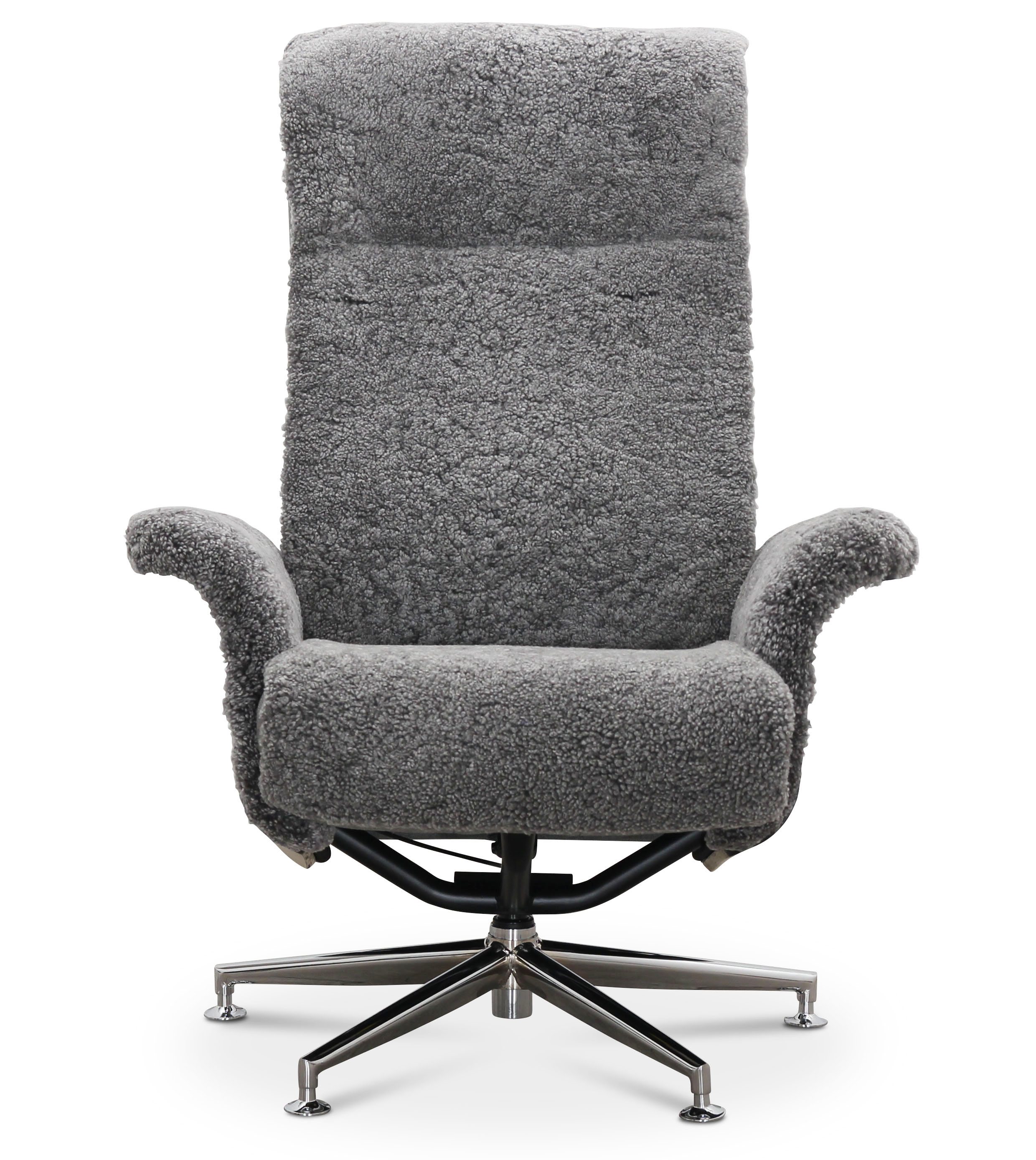 Fåtölj i fårskinn med fotpall - Grå/svart - Ulla + Textilrengöring för möbler Fåtölj i fårskinn med fotpall - Grå/svart - Ulla + Textilrengöring för möbler