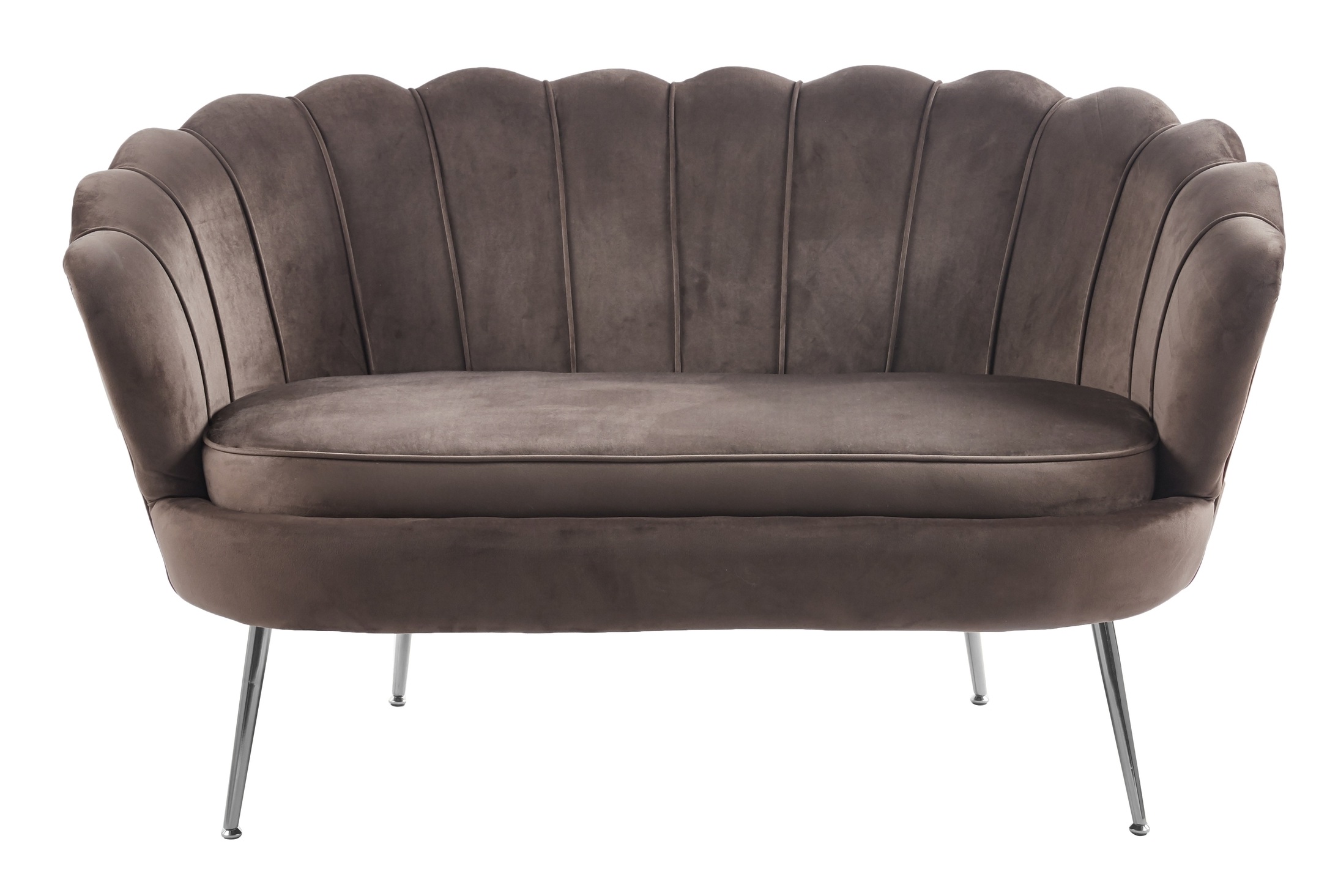 Soffa 2-sits brun sammet med kromade ben