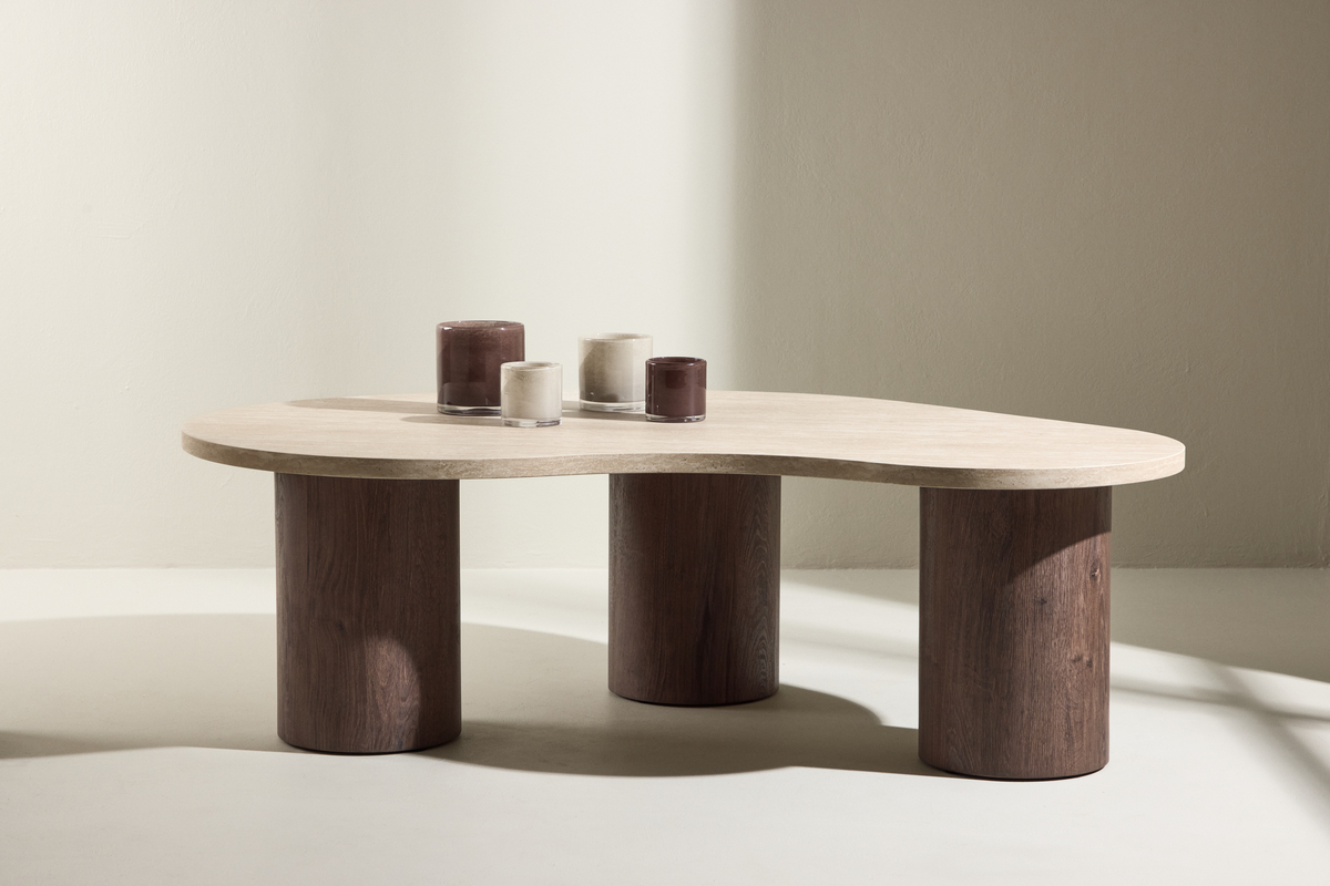 Megg Soffbord 130x78 - Mocca / Travertin