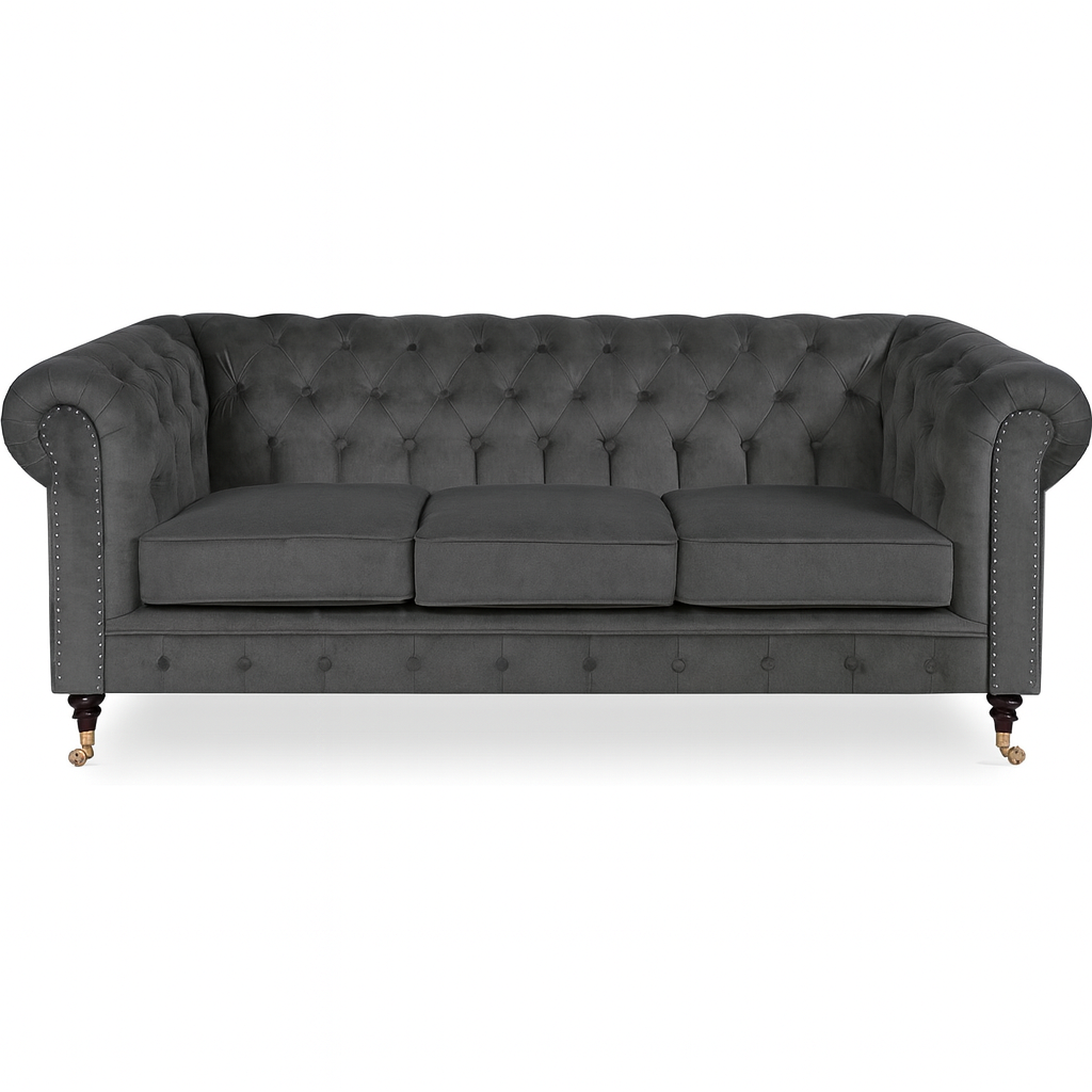 Soffa Chesterfield Cambridge Deluxe 225 cm - Mörkgrå sammet Soffa Chesterfield Cambridge Deluxe 225 cm - Mörkgrå sammet