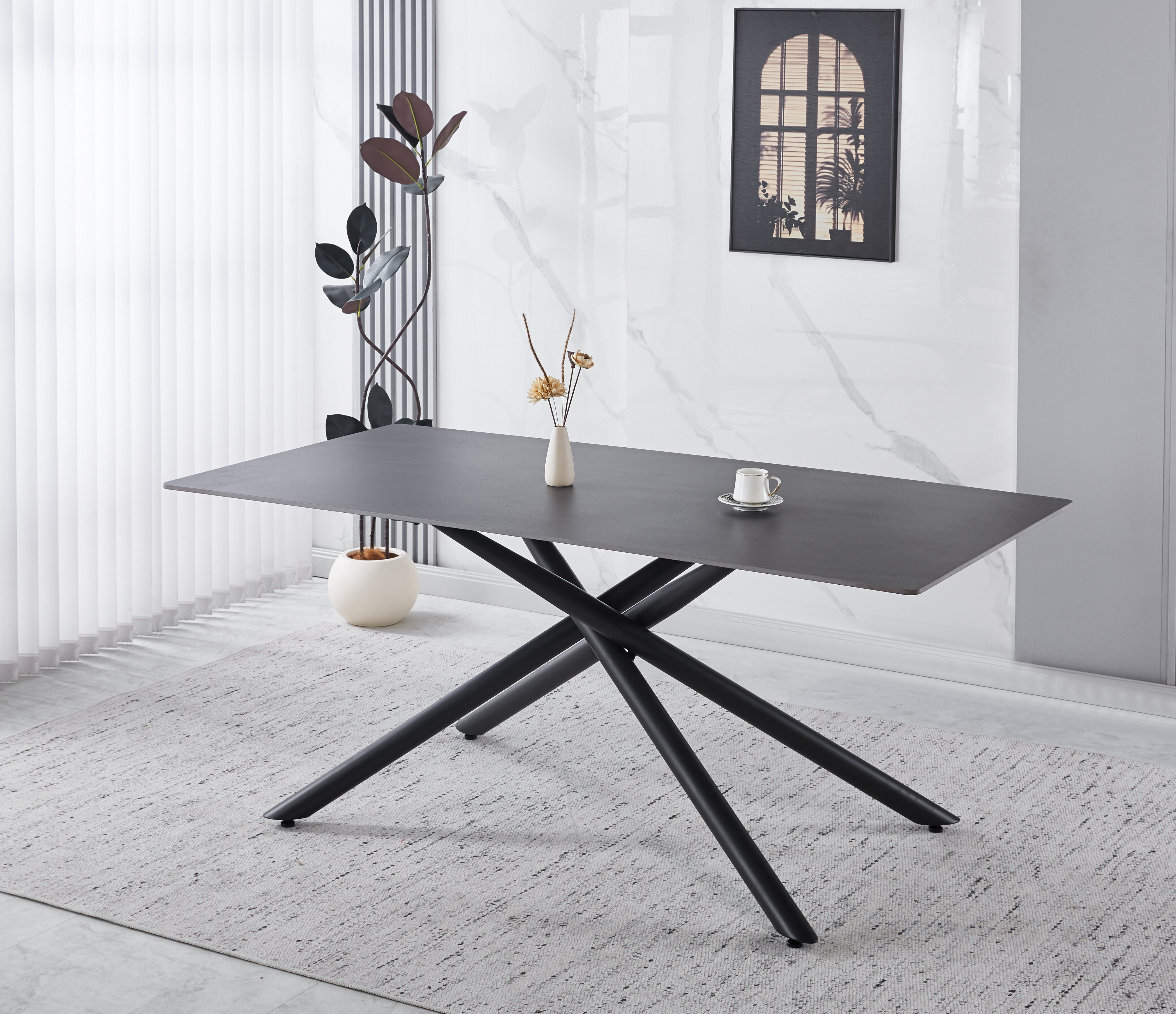 Jupiter matbord i sintrad sten - 180x90 cm - Gr� betong