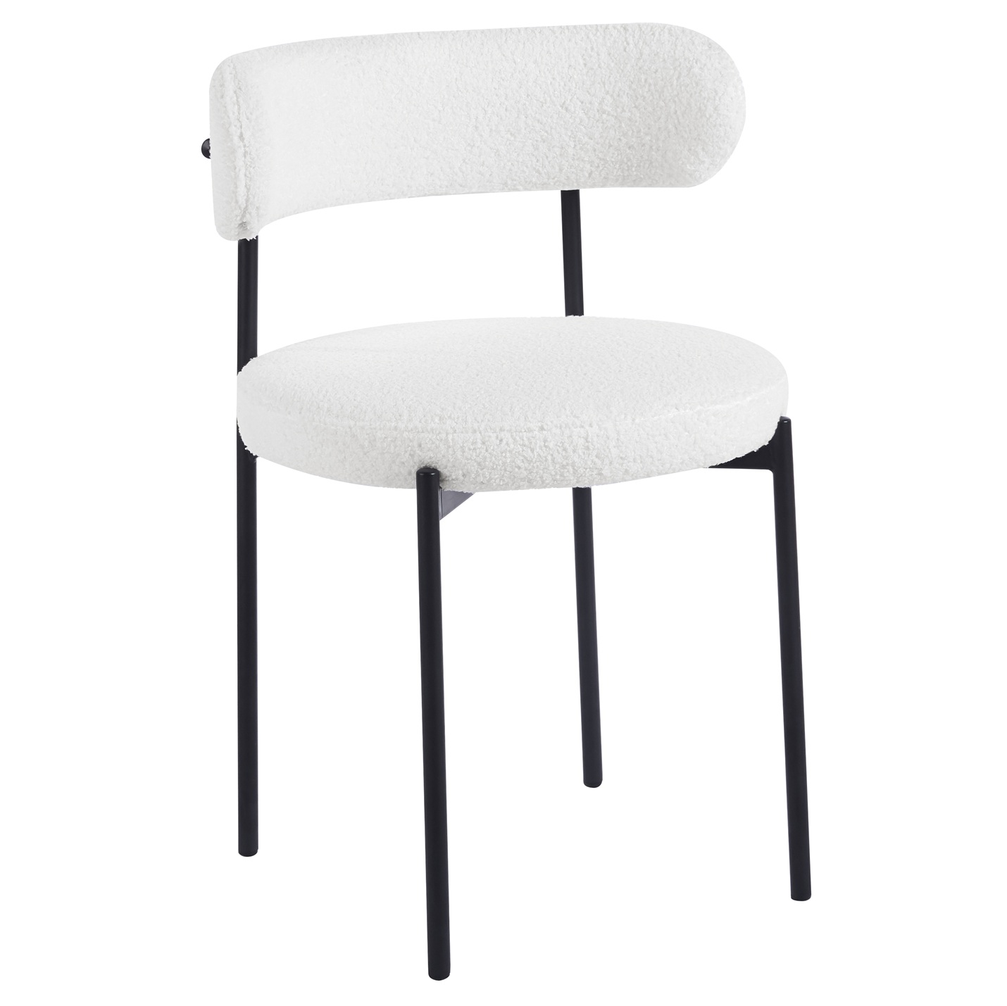 Wilma stol i vitt teddy med svarta ben